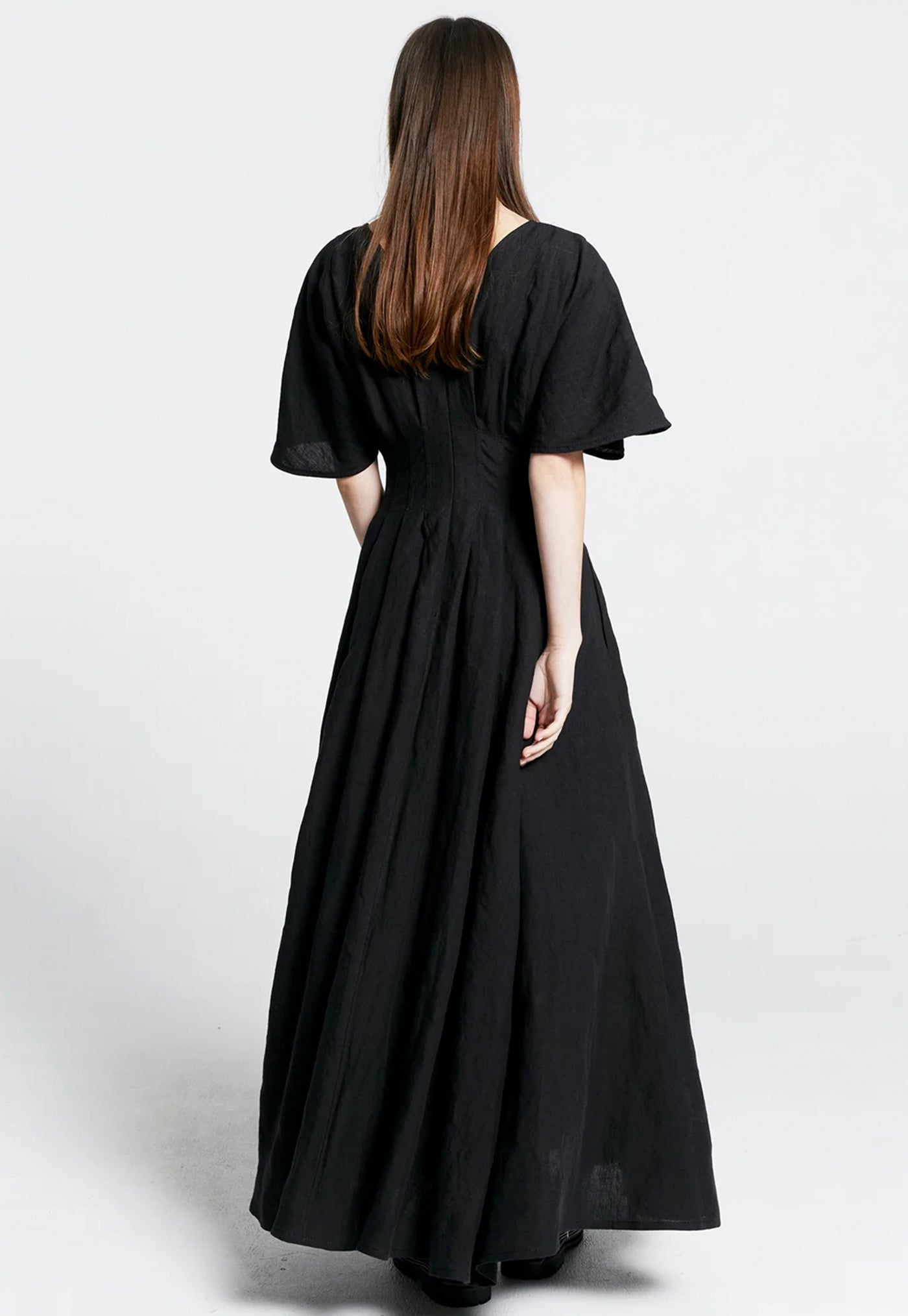 Florence Dress - Black Linen sold by Angel Divine