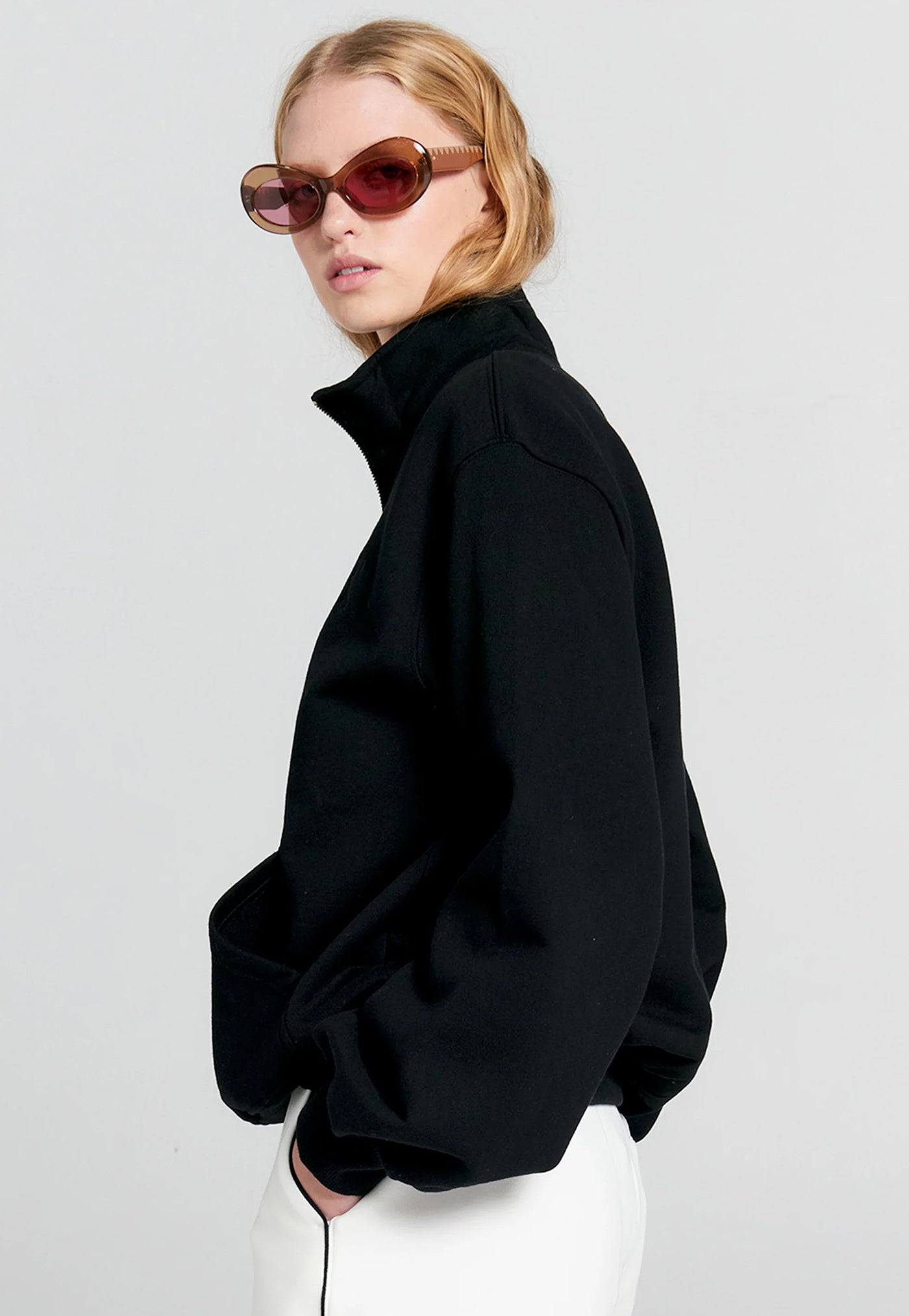 Runaway Girl Zip-Up Sweatshirt - Black