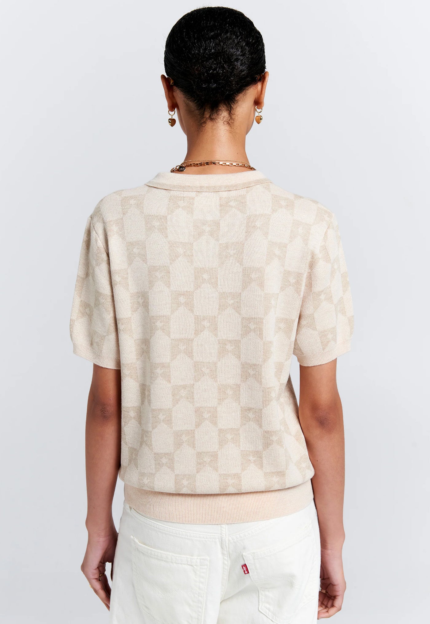 Monogram Knit Polo - Sand Multi