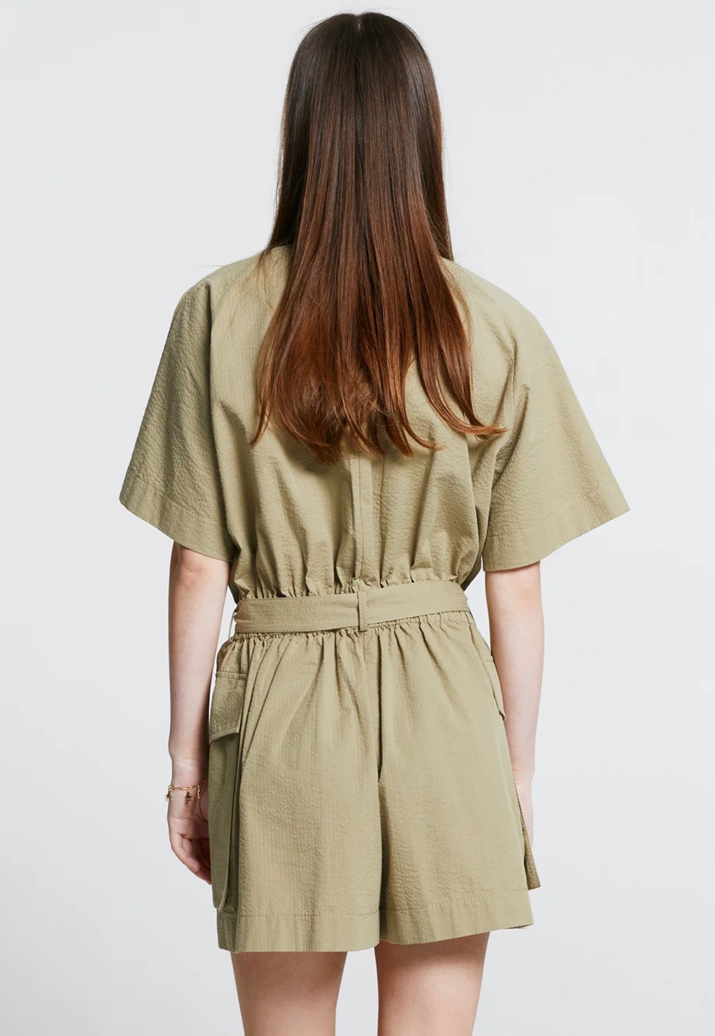 Parkside Jumpsuit - Seersucker Herb Green