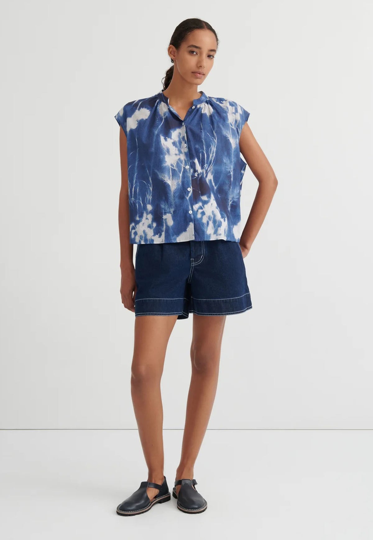 Equinox Top - Cyanotype Floral