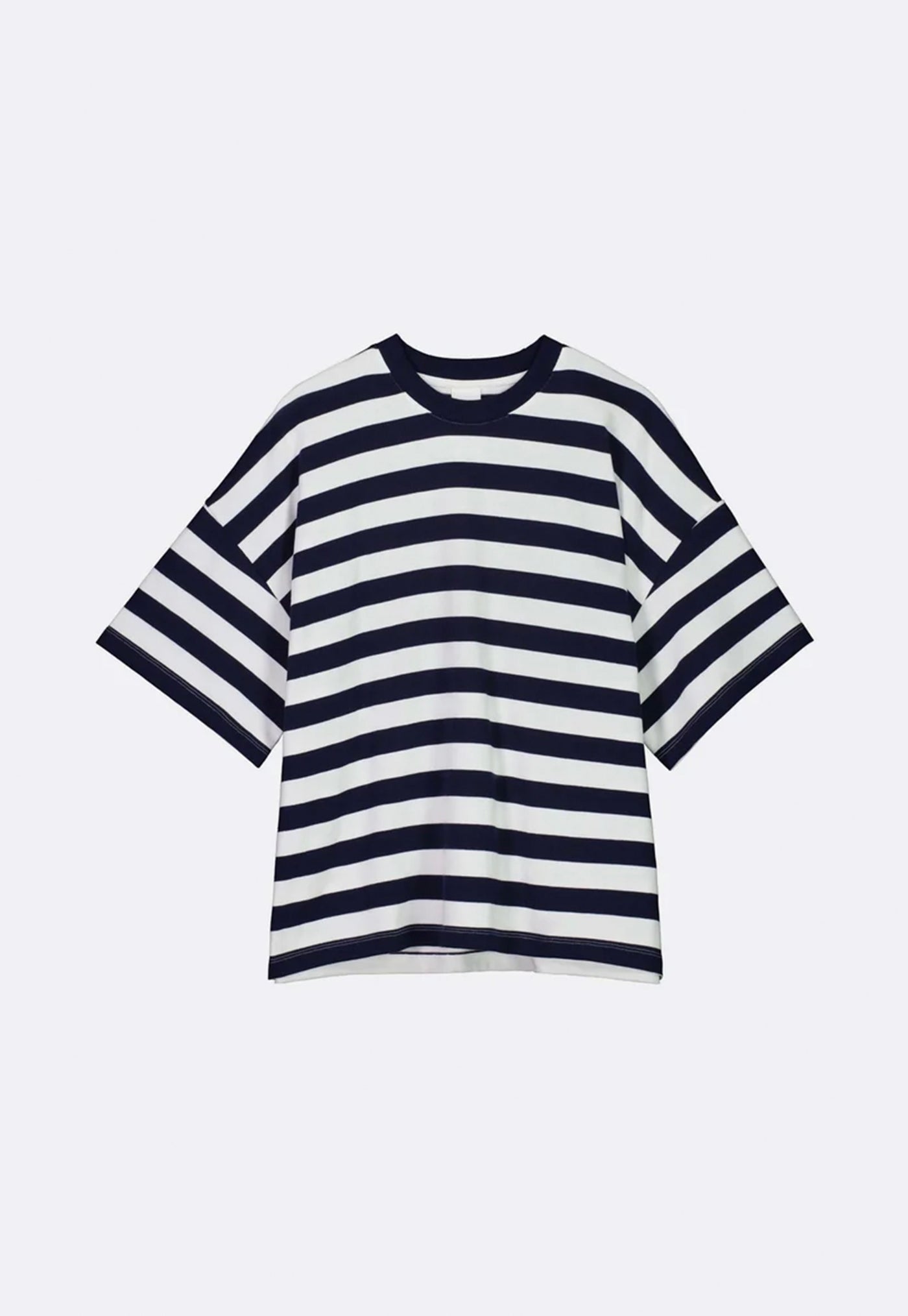 Oversized Boxy Tee - Navy White Stripe