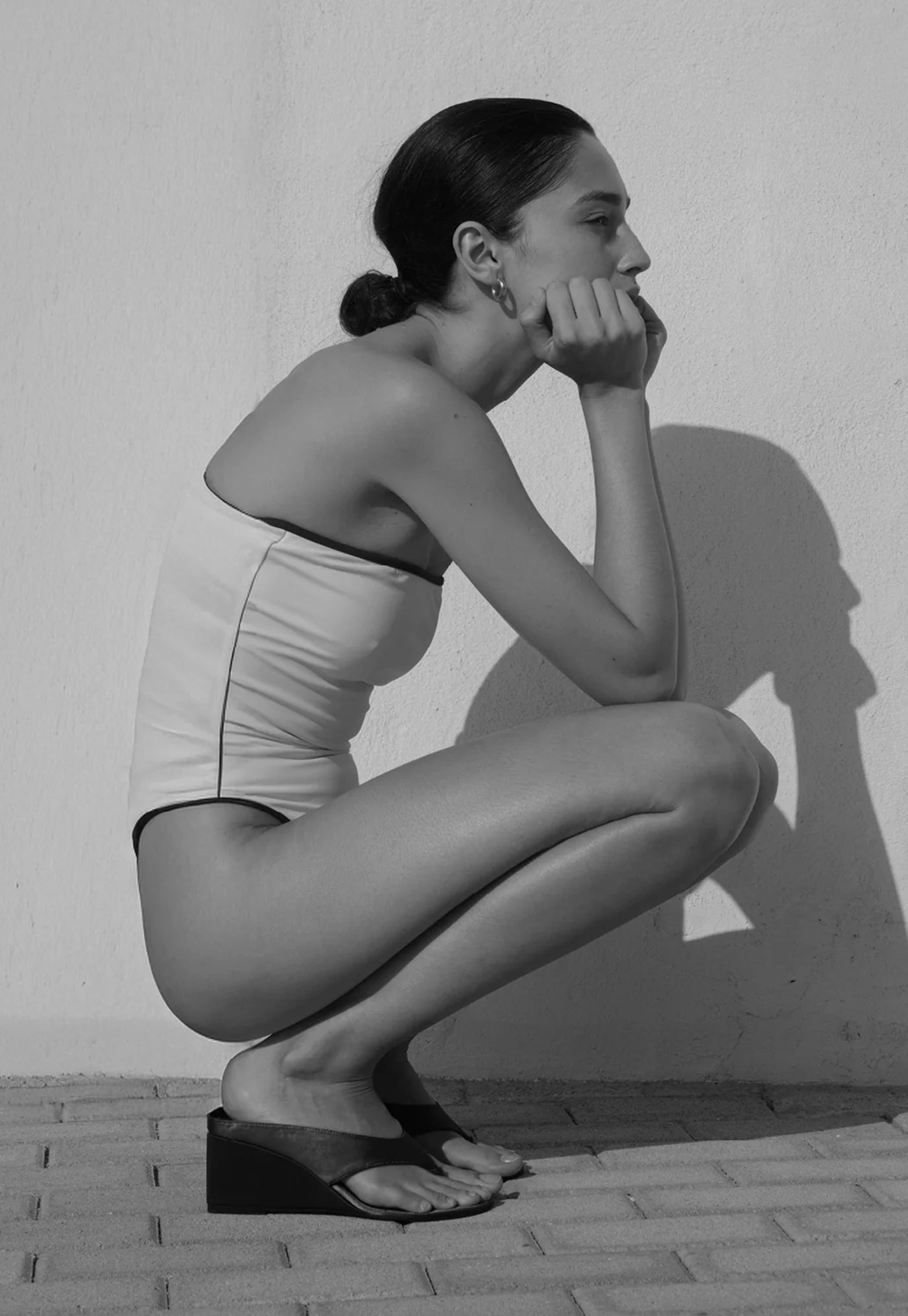 Wedge Thong - Black Satin