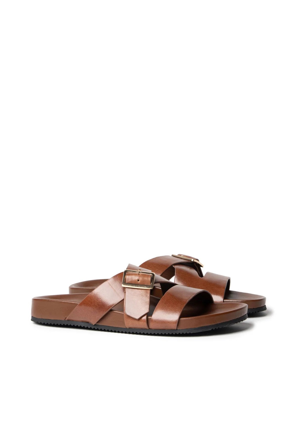 Buckle Strap Slide - Cognac