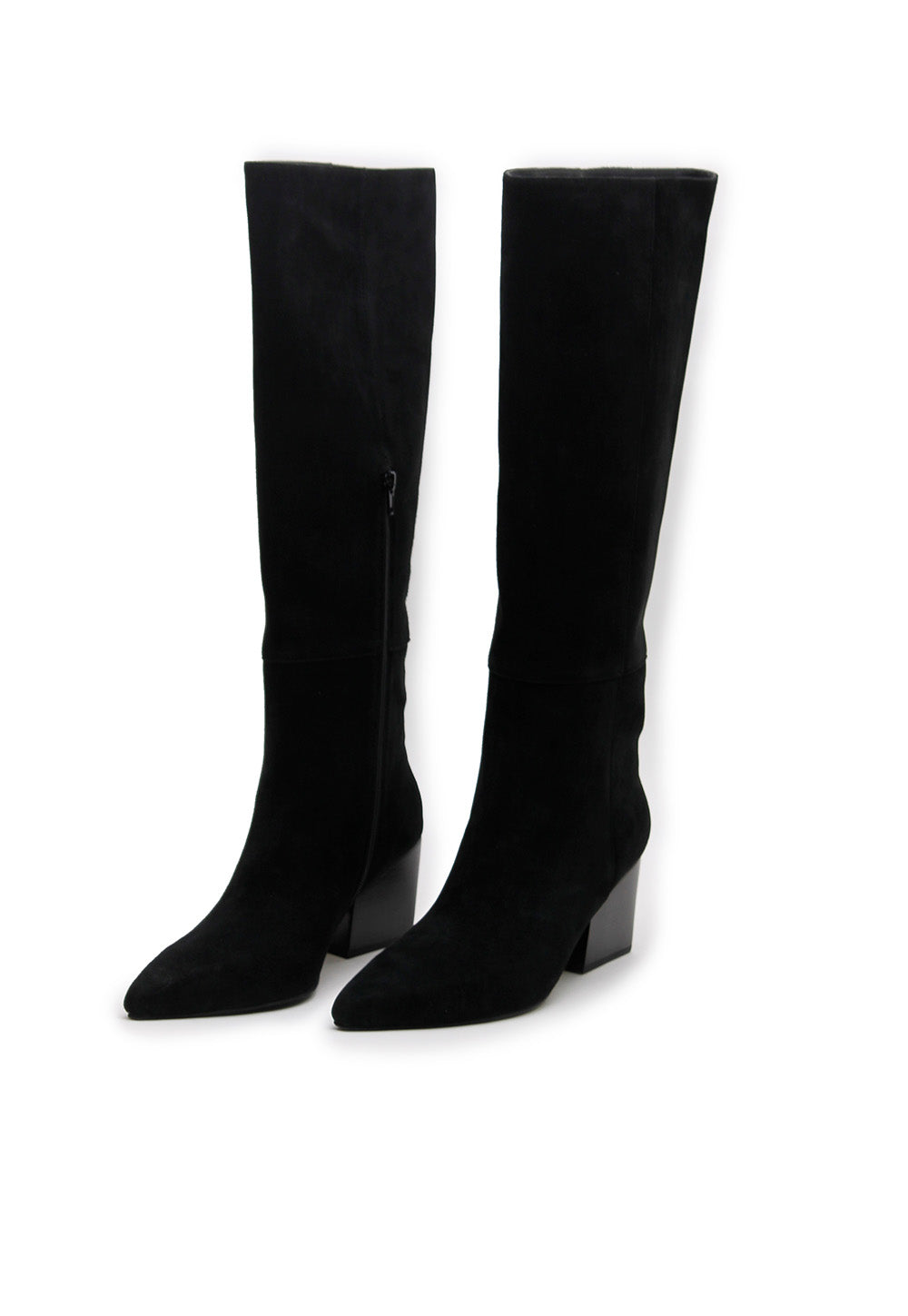 Leone Knee High Boot - Black Suede