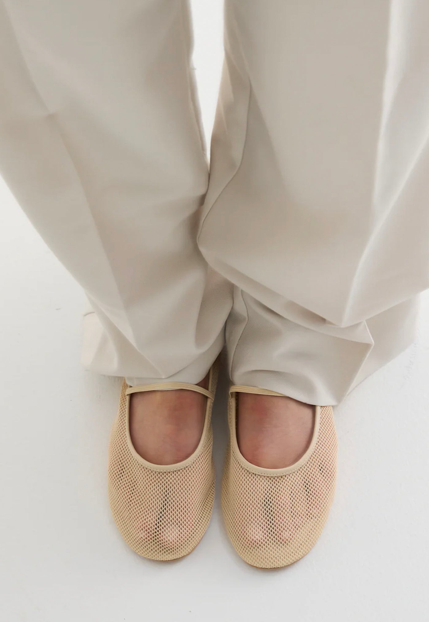 Net Ballet Flat - Cream