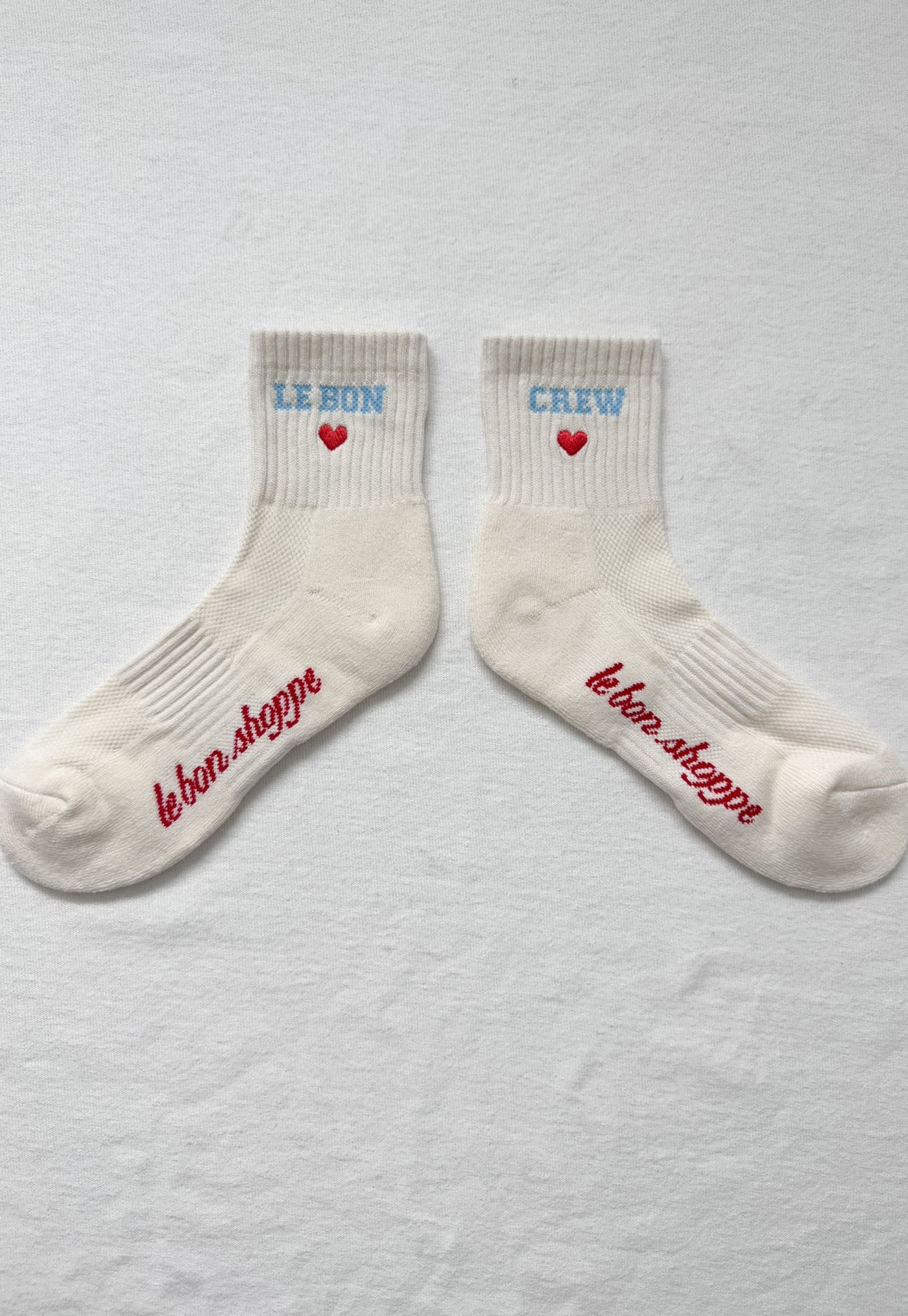 Embroidered Crew Socks - Vanilla