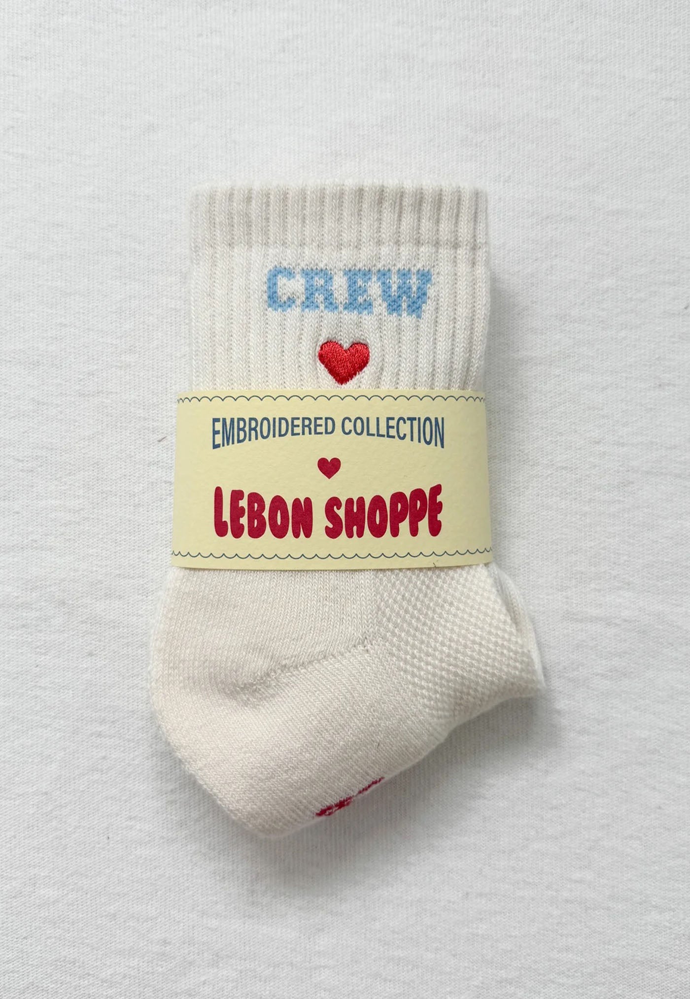 Embroidered Crew Socks - Vanilla