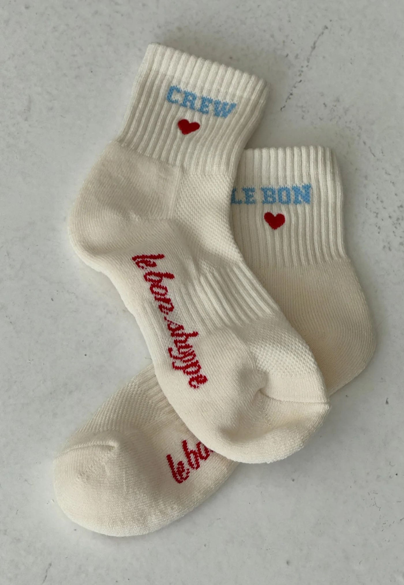 Embroidered Crew Socks - Vanilla