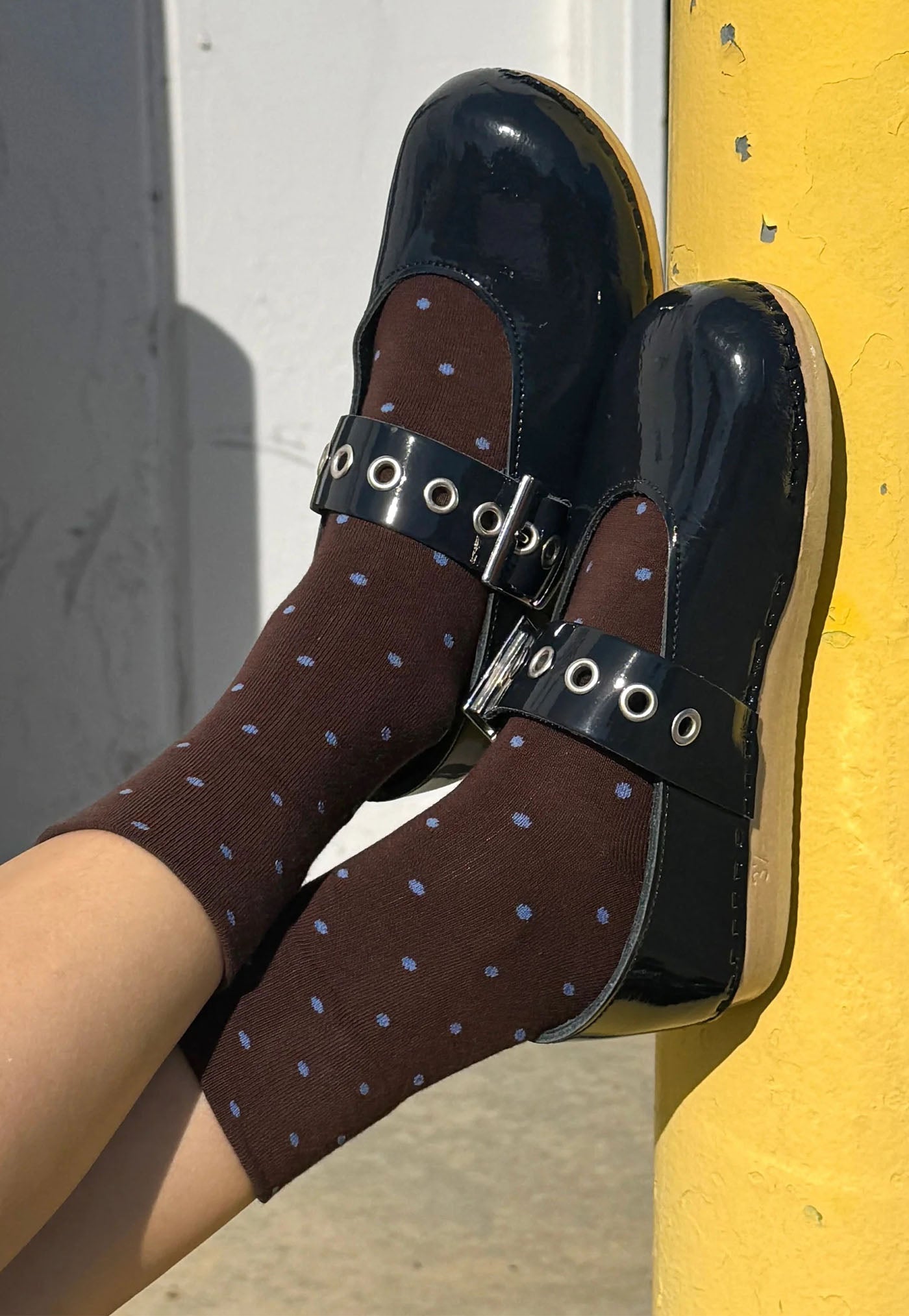Patterned Sneaker Socks - Cacao/Blue