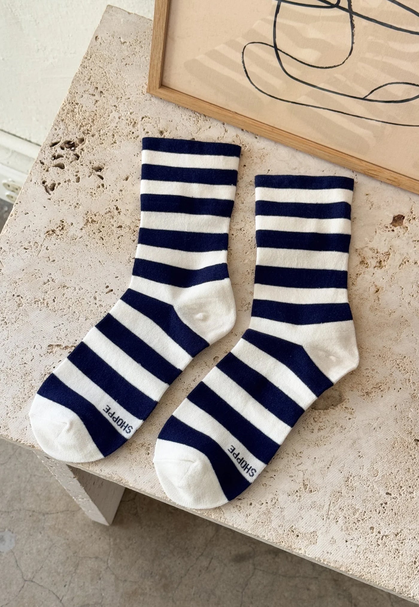 Wally Socks - Wide/Navy Stripe