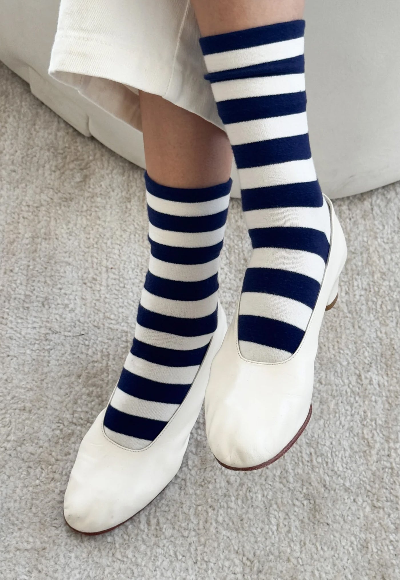 Wally Socks - Wide/Navy Stripe