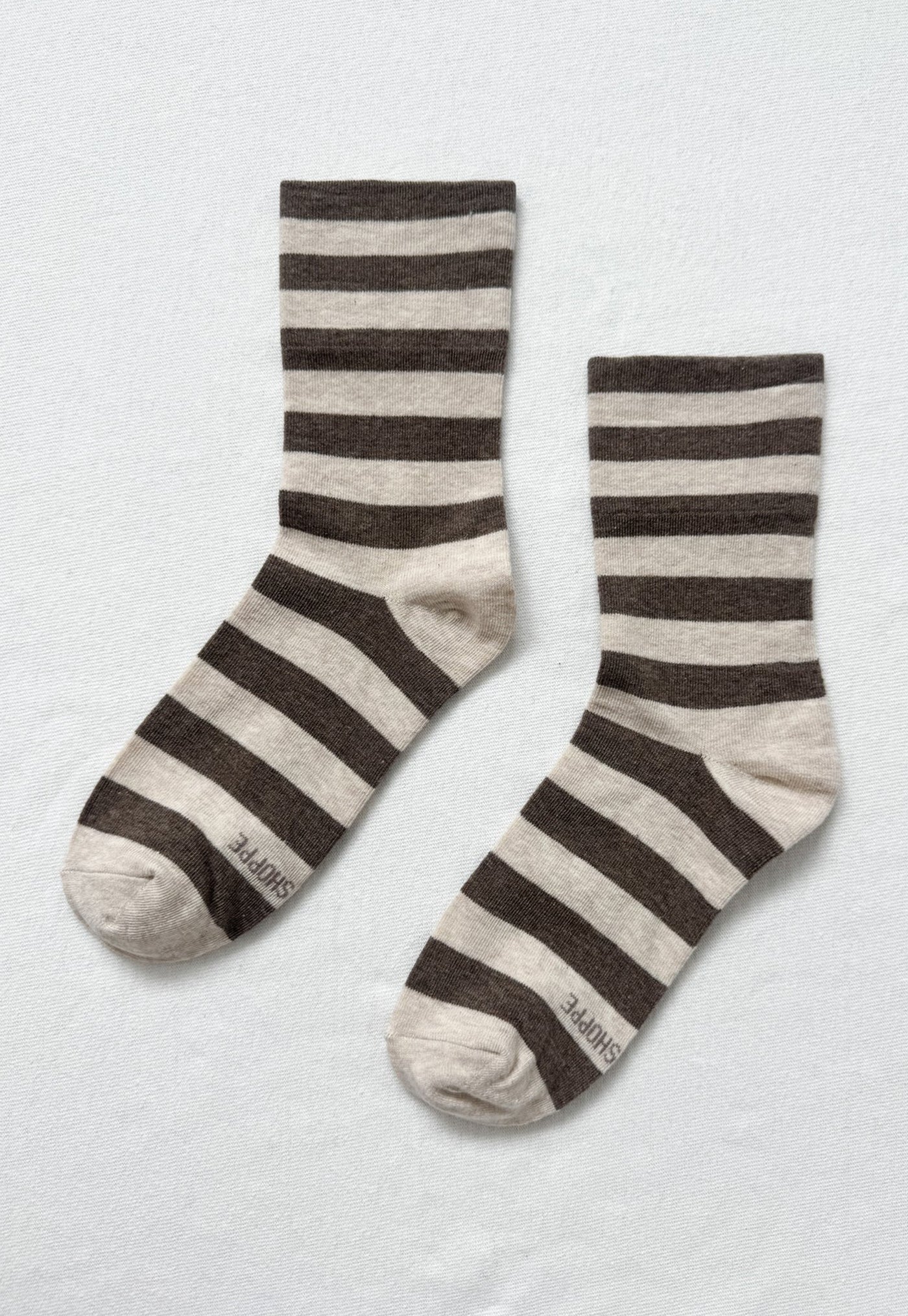 Wally Socks - Wide/Brown Stripe