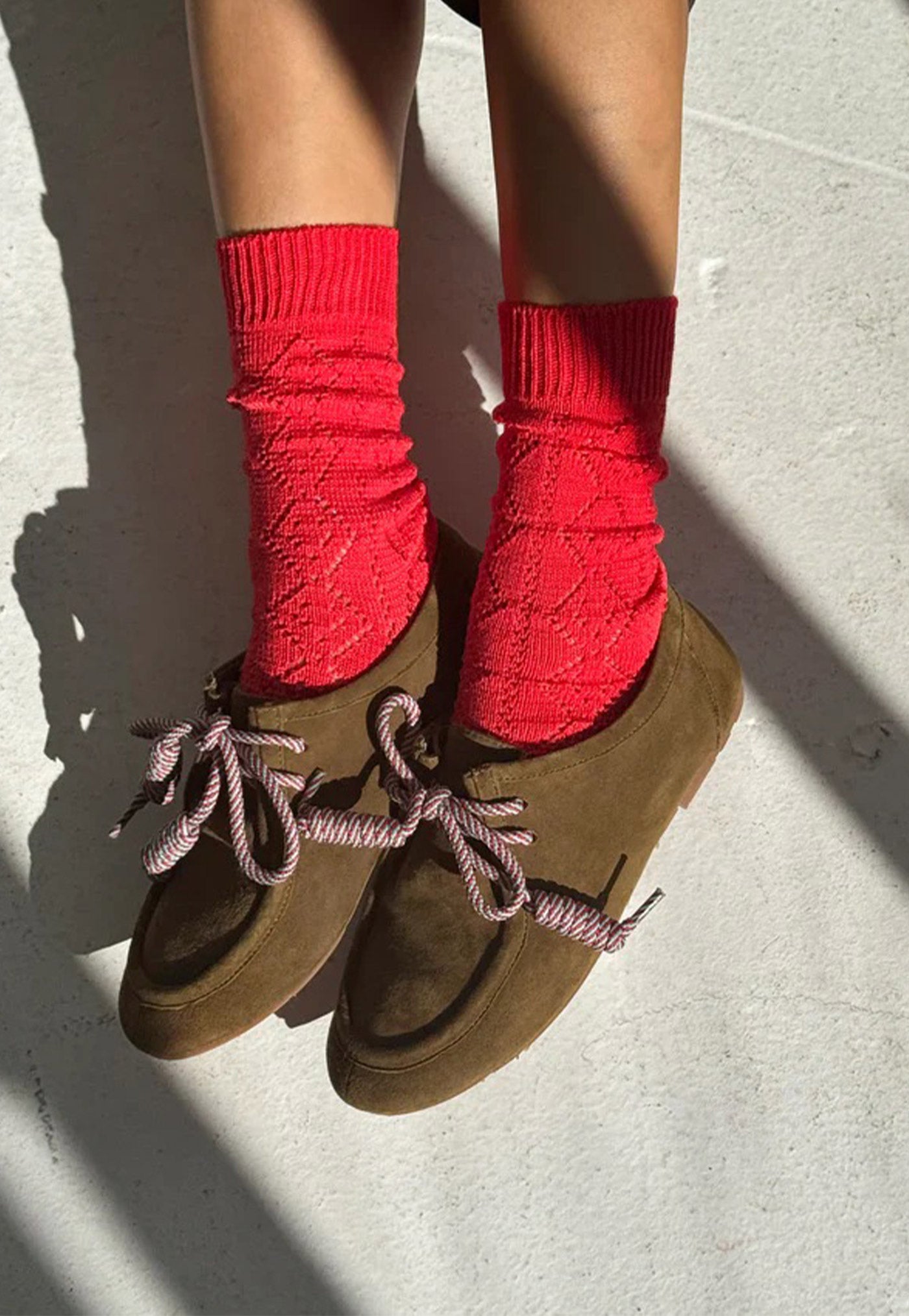 Modal Eyelet Socks - Poppy Red