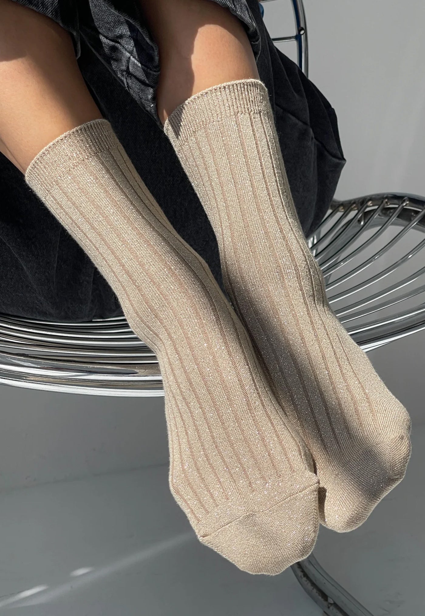 Her Socks - Lurex Ash Glitter