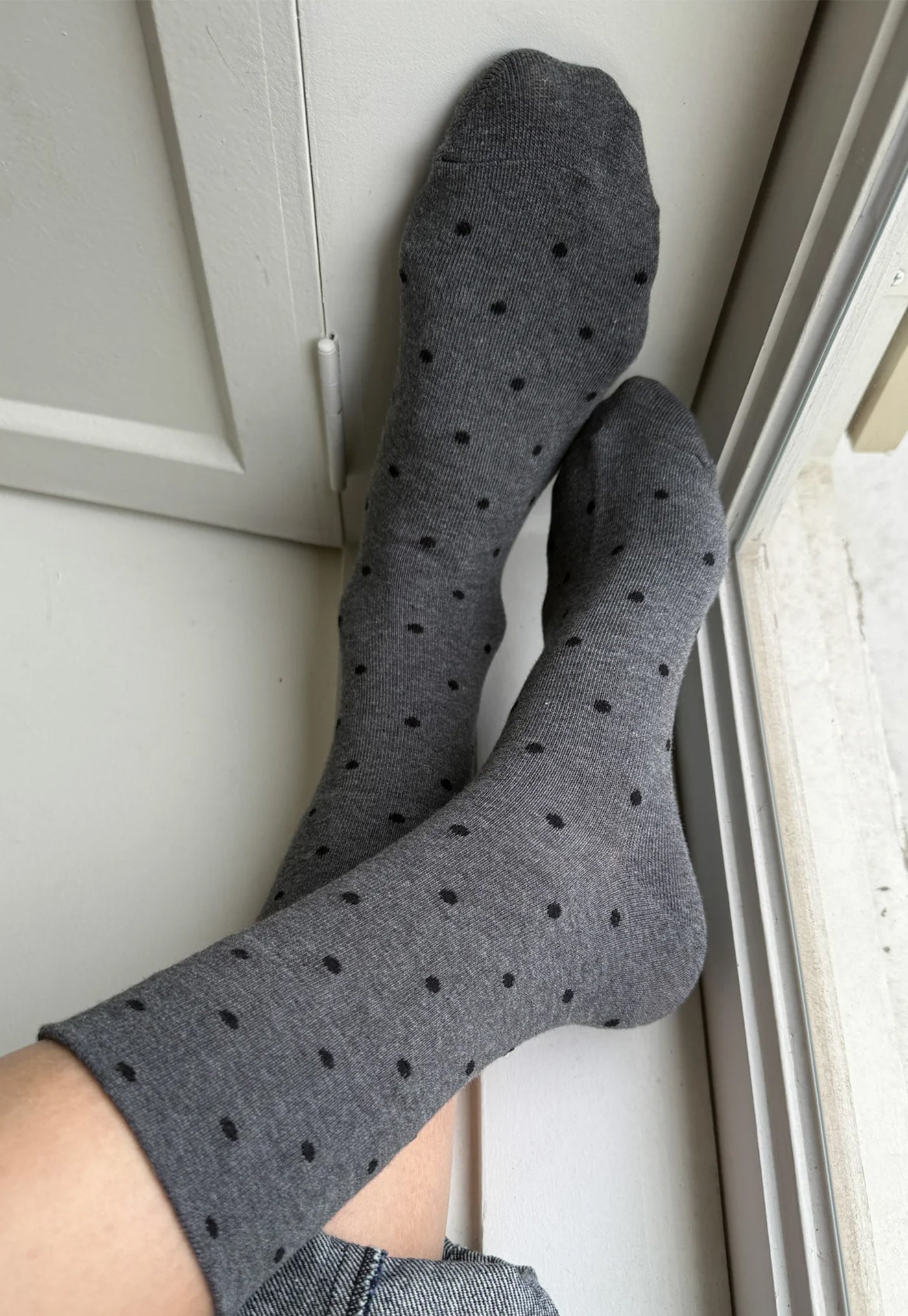 Sneaker Socks - Charcoal Polka Dot