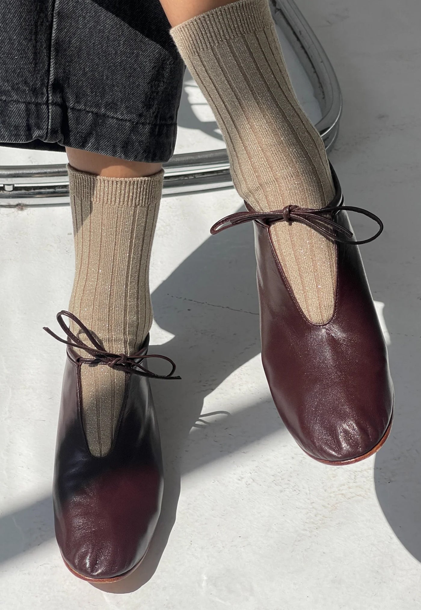 Her Socks - Lurex Ash Glitter