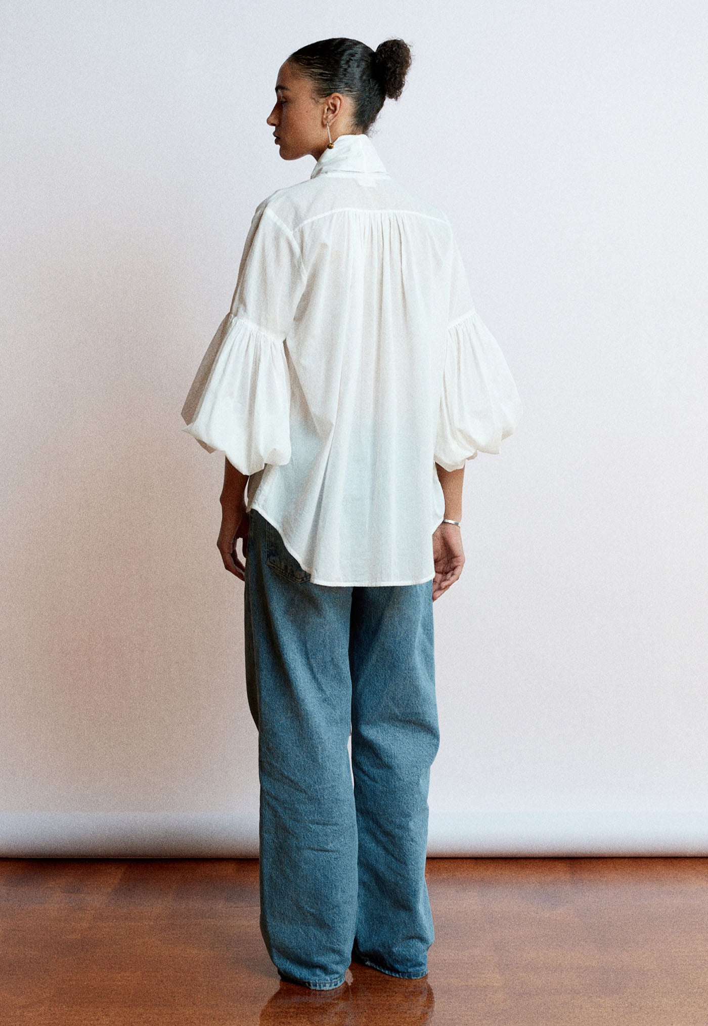 Bow Blouse - Cream Cotton Voile