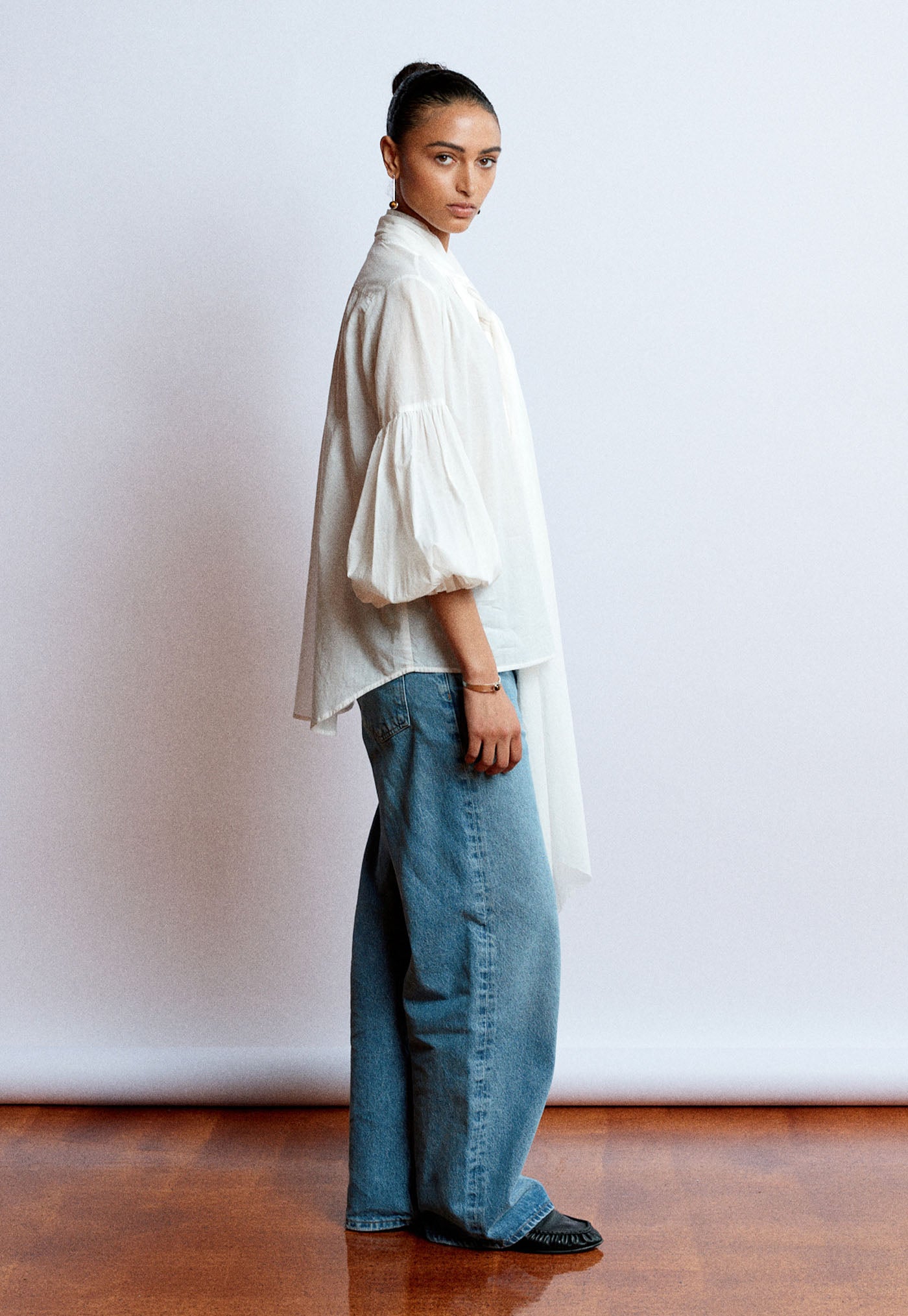 Bow Blouse - Cream Cotton Voile