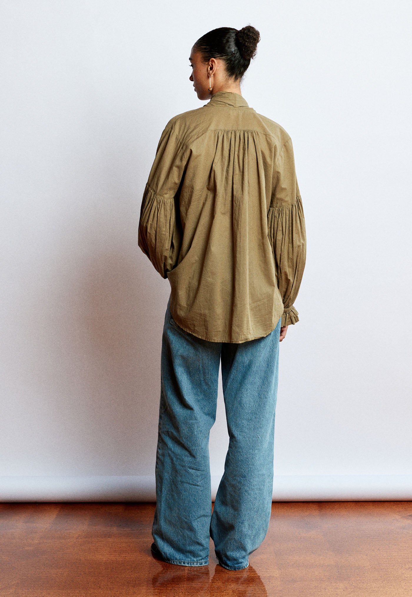 Bow Blouse - Kelp Cotton Voile