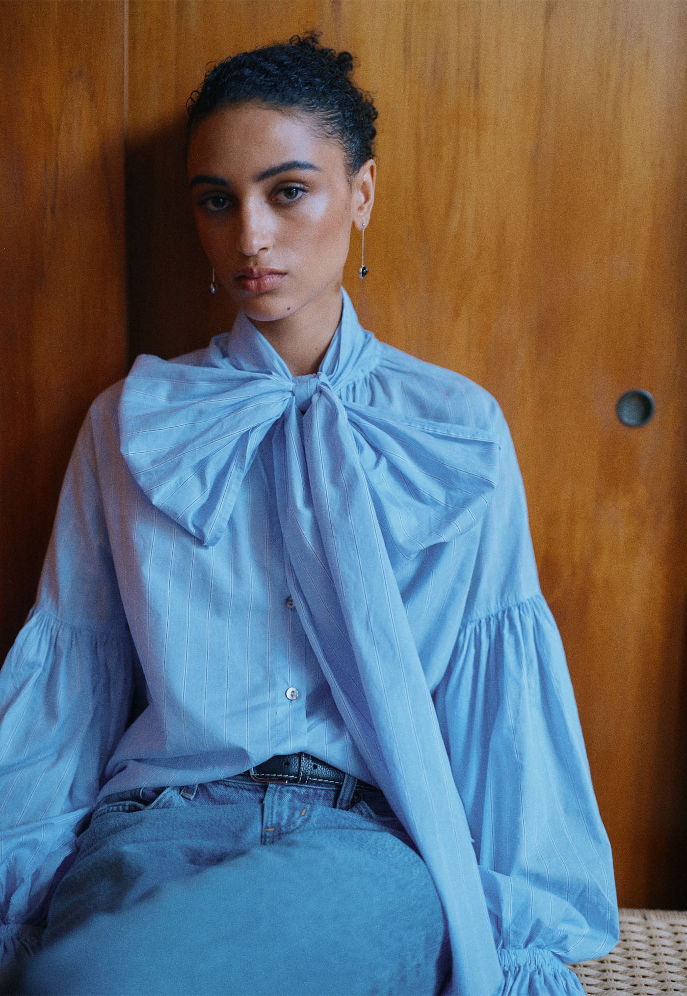 Bow Blouse - Raglan Pinstripe