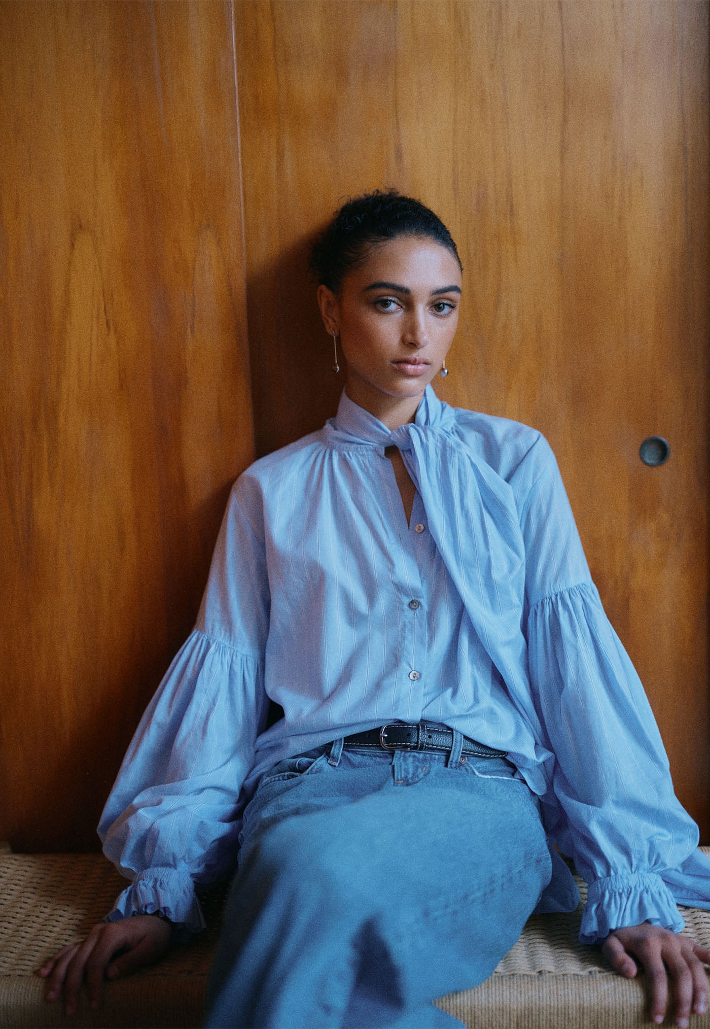 Bow Blouse - Raglan Pinstripe