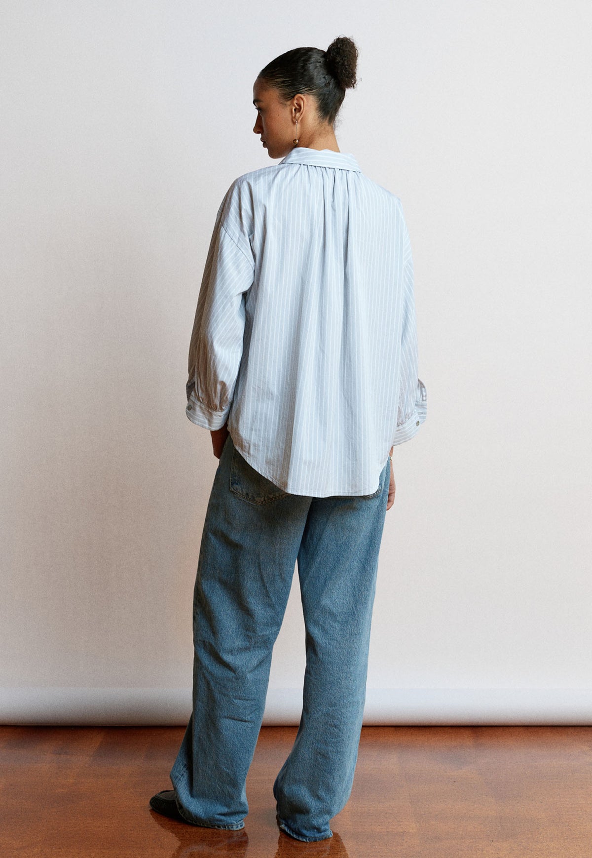 Dune Shirt - Cloud Grey Cotton Stripe