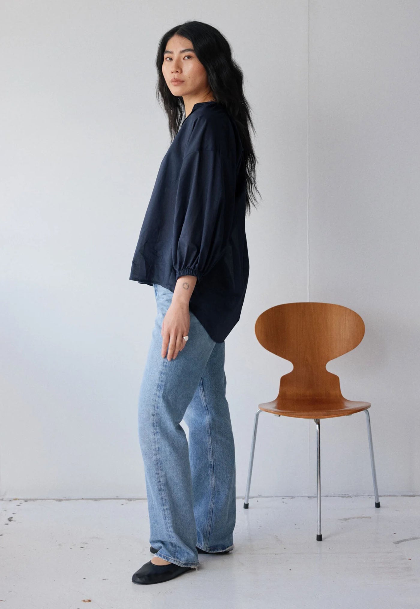 Everyday Blouse - Navy Cotton Voile