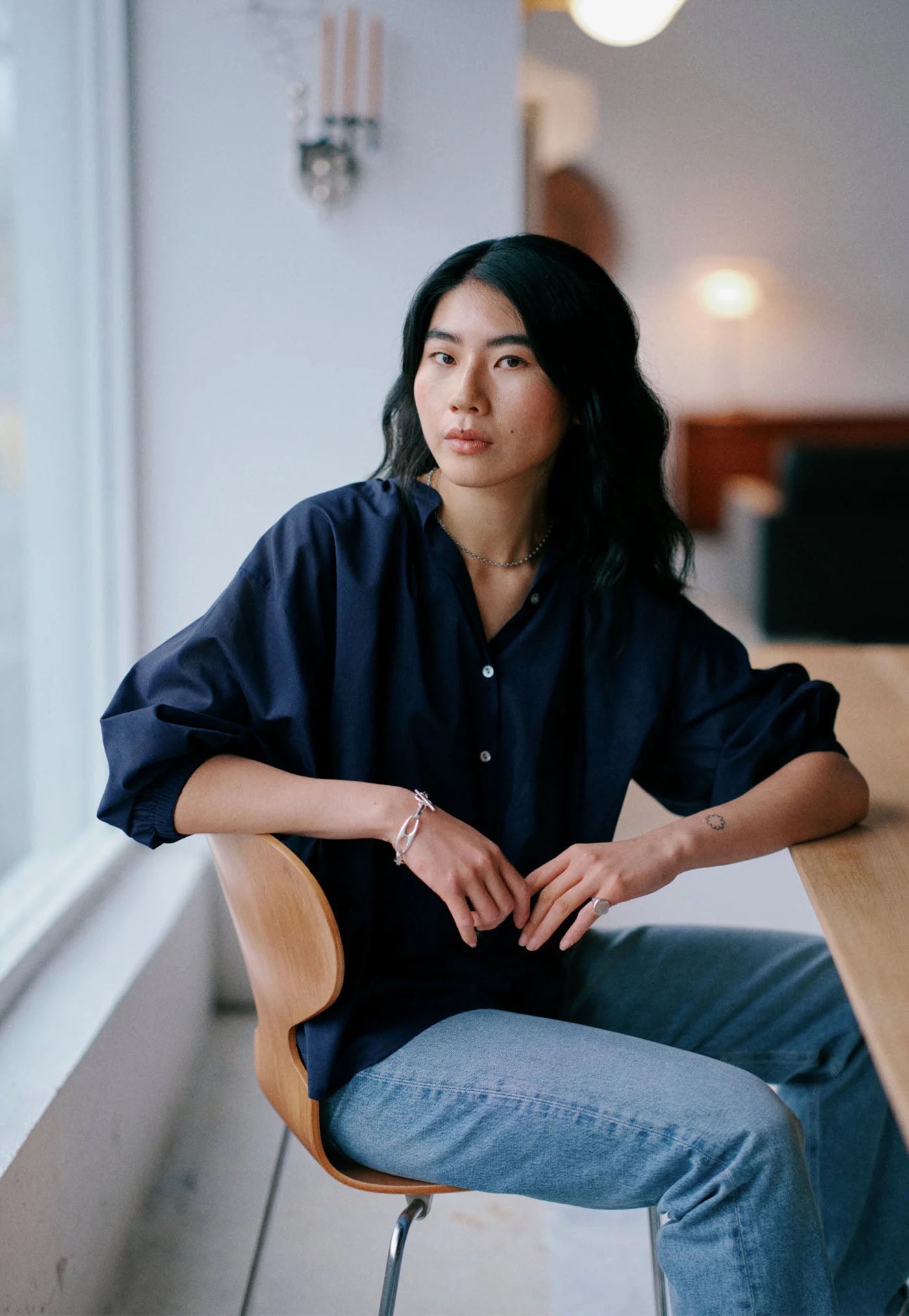 Everyday Blouse - Navy Cotton Voile