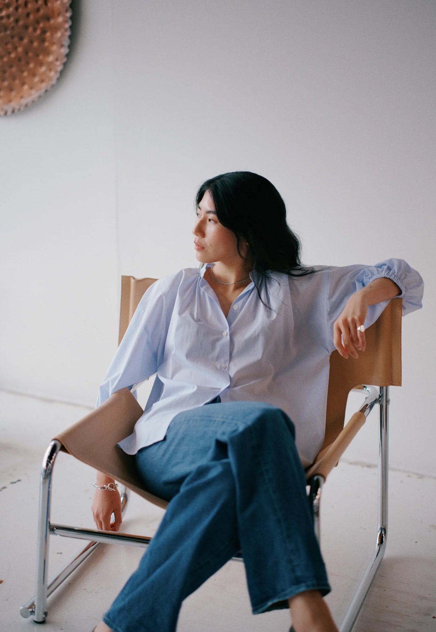 Everyday Blouse - Pale Blue Stripe
