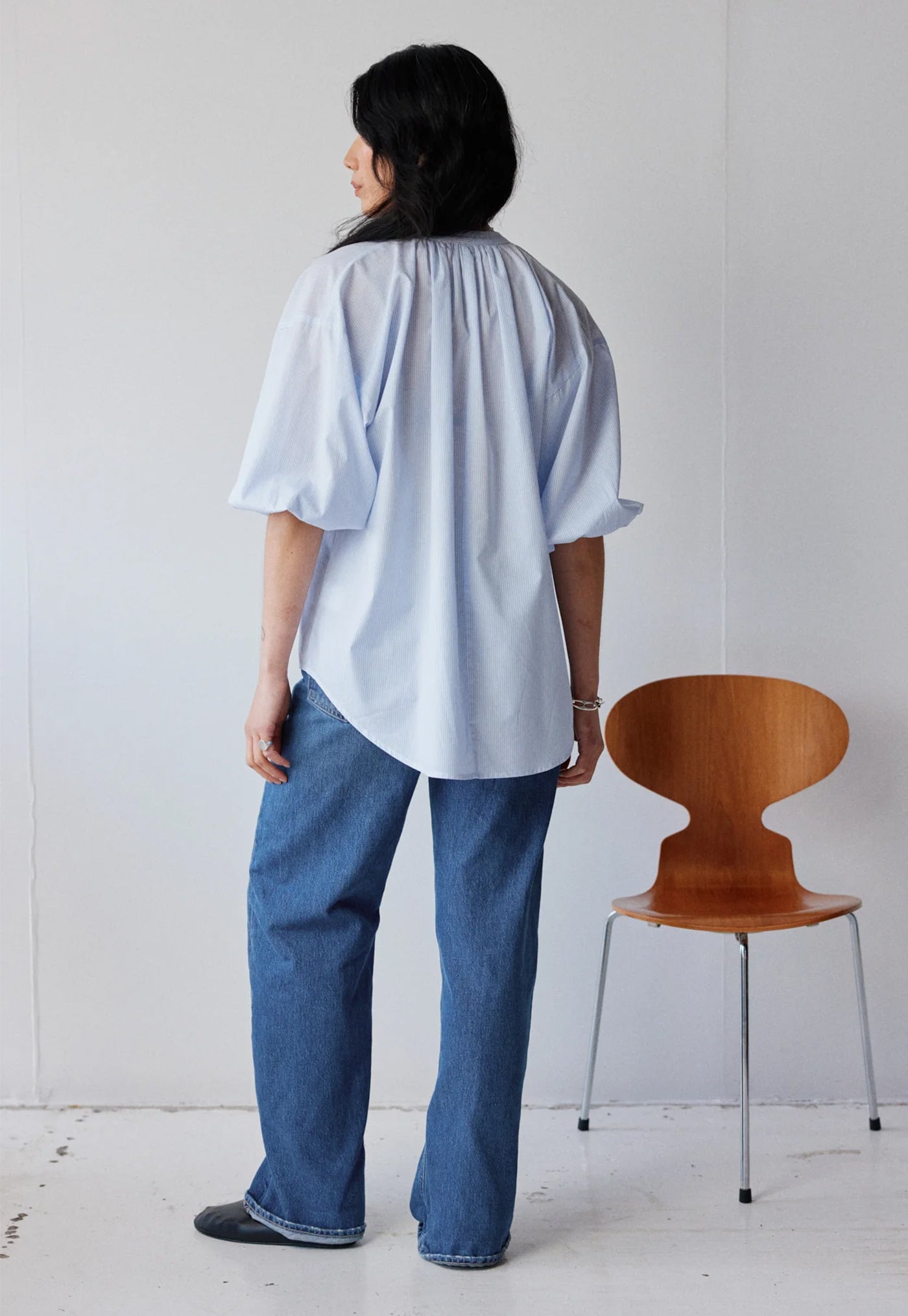Everyday Blouse - Pale Blue Stripe