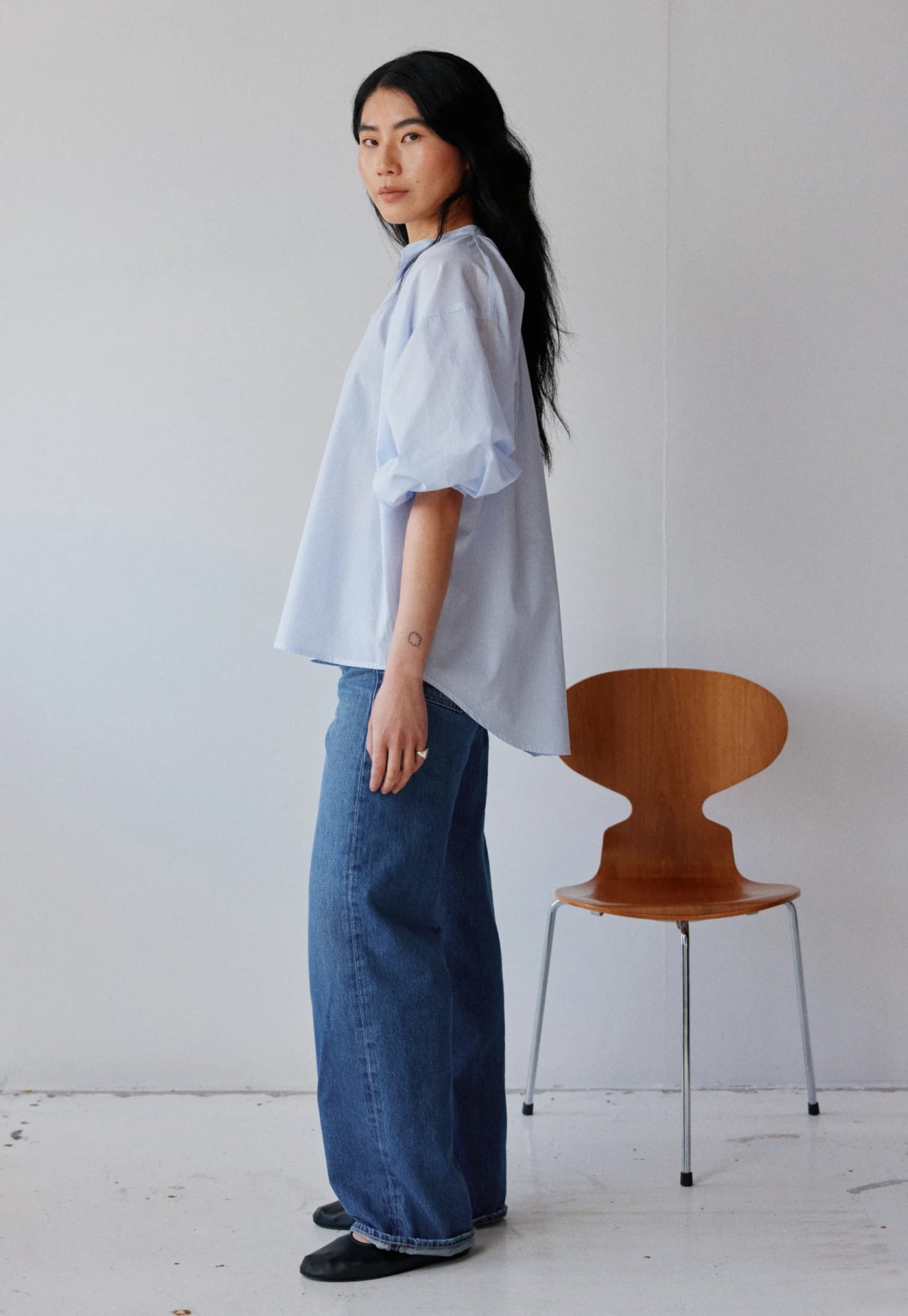 Everyday Blouse - Pale Blue Stripe