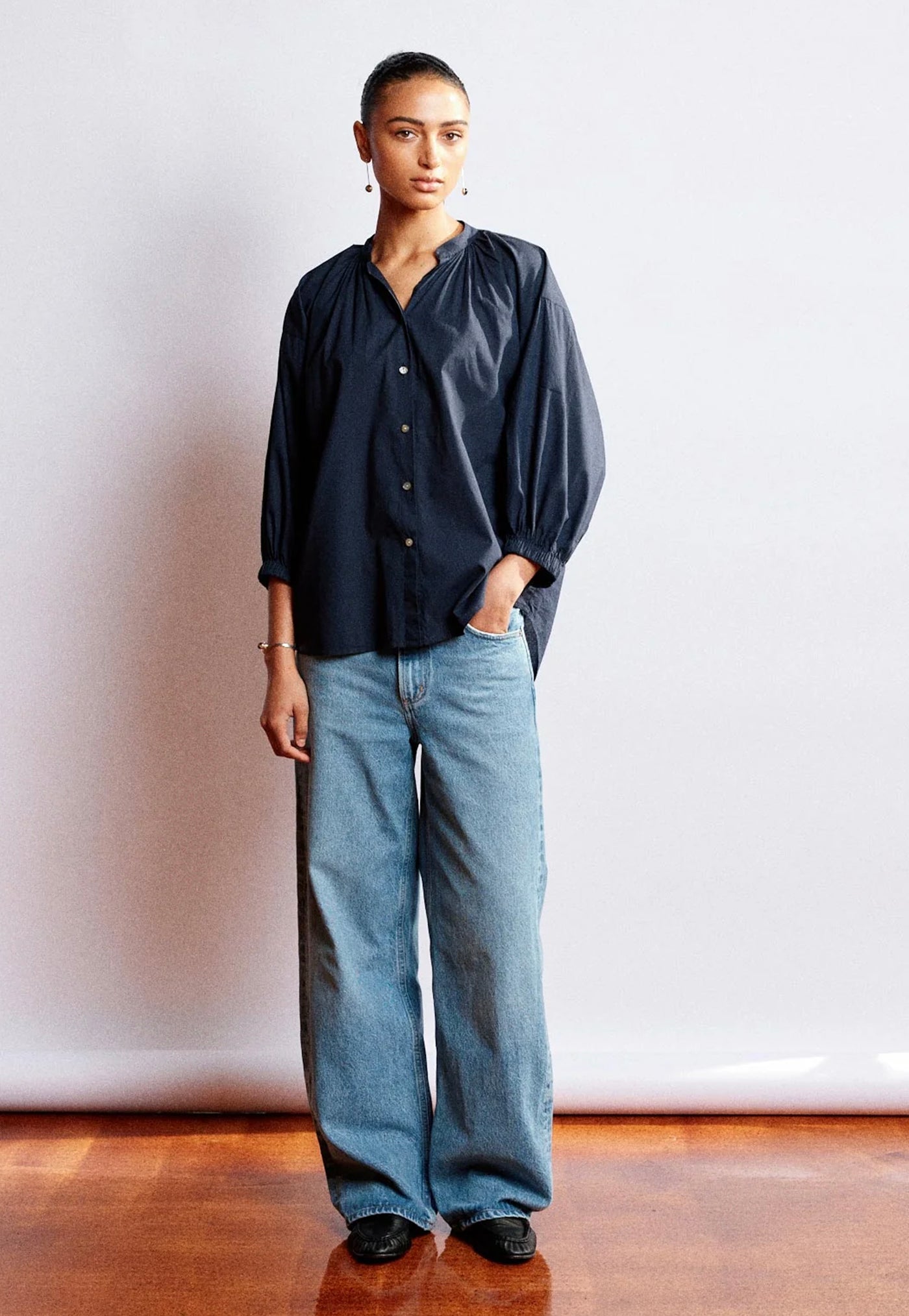 Everyday Blouse - Navy Cotton Voile