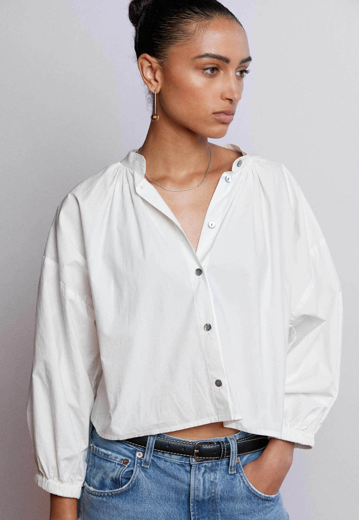 Everyday Crop - Cream Cotton Poplin