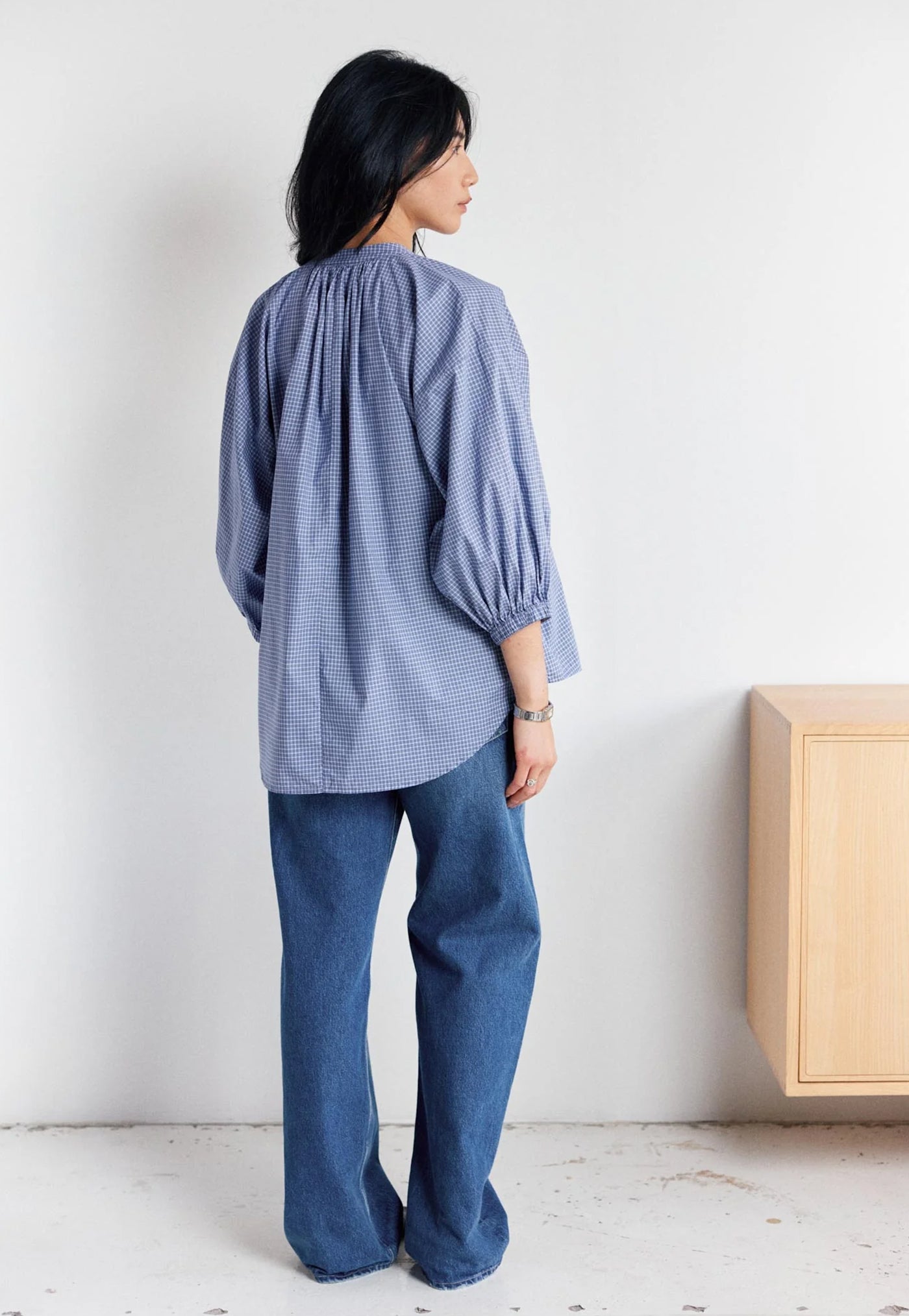 Everyday Blouse - Albini Check Smoke Blue