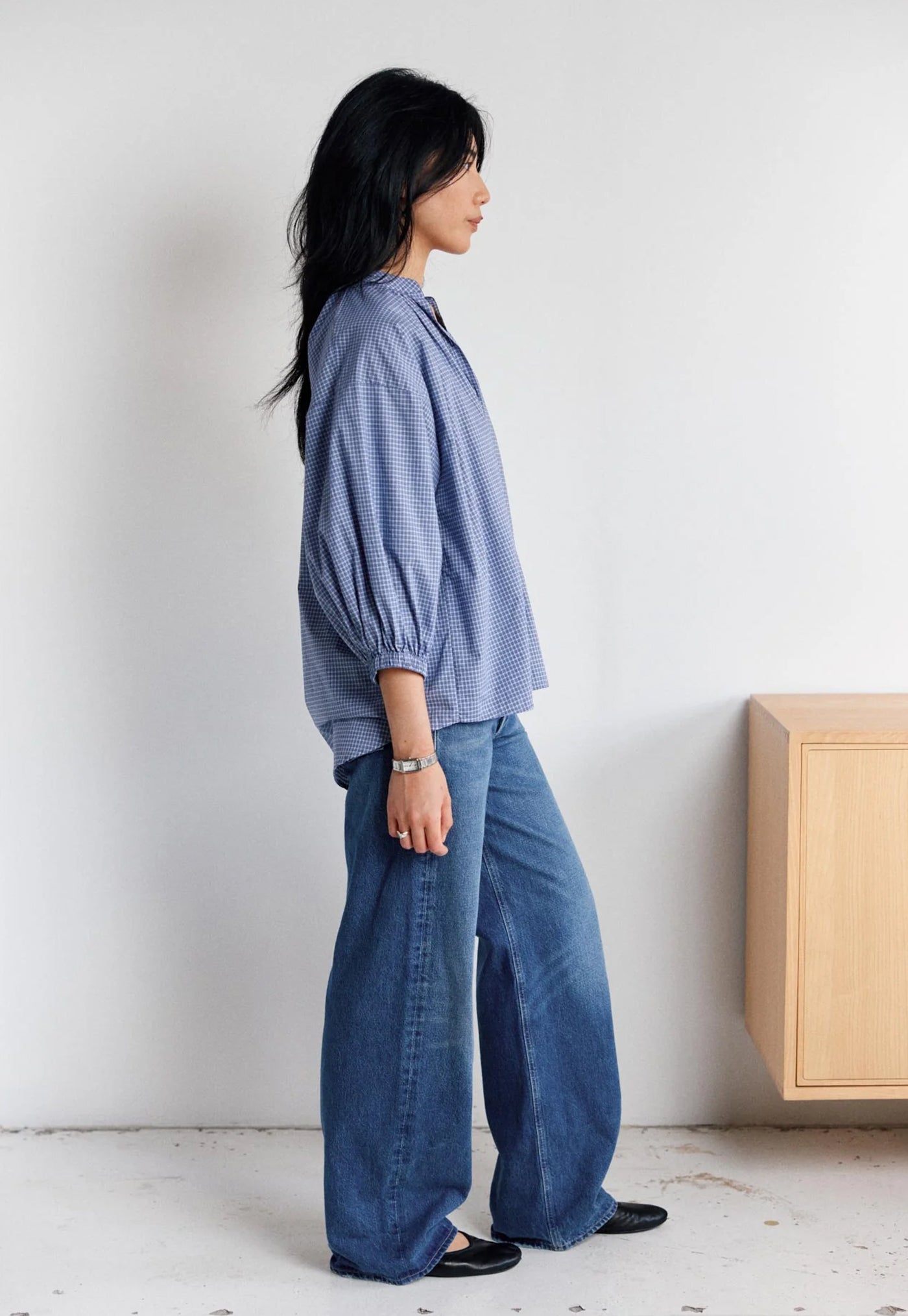 Everyday Blouse - Albini Check Smoke Blue