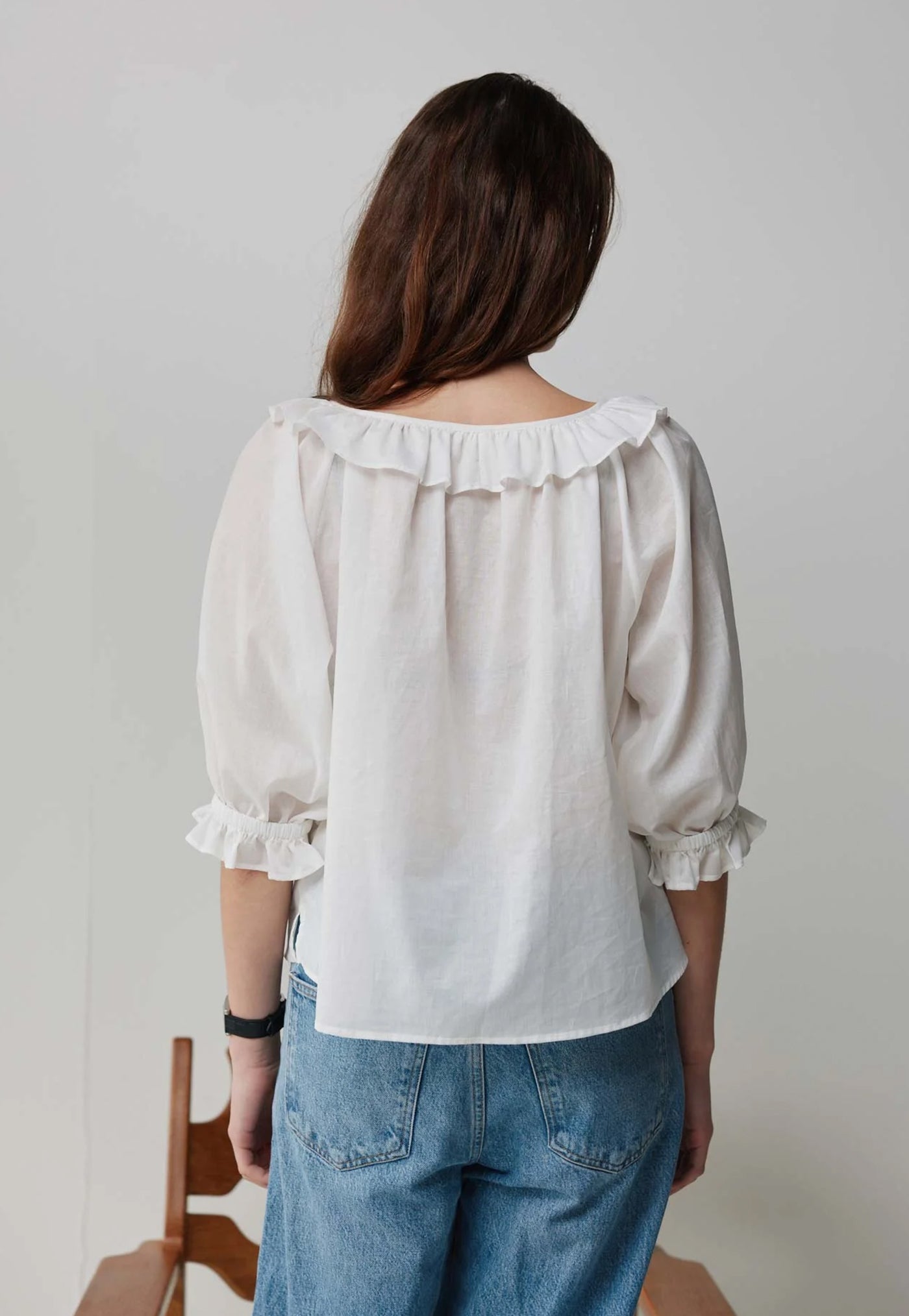 Bon Ruffle Blouse - Cream Cotton Voile