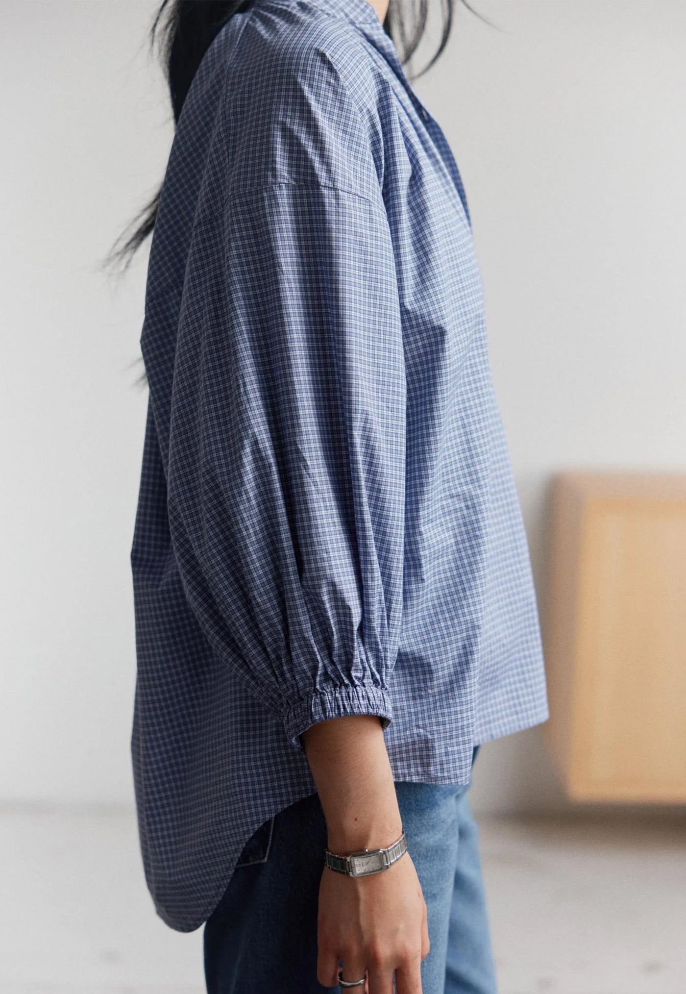 Everyday Blouse - Albini Check Smoke Blue