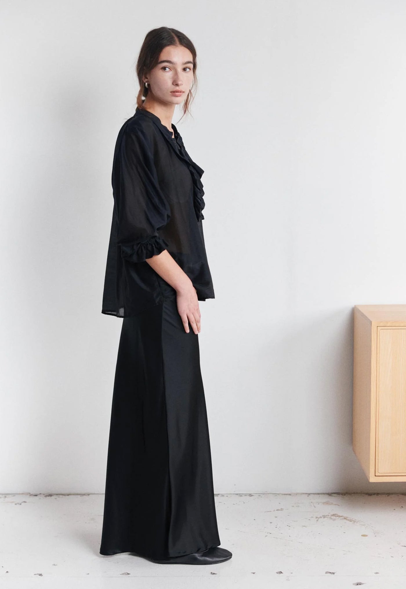 Jane Blouse - Black Liberty Silk Cotton