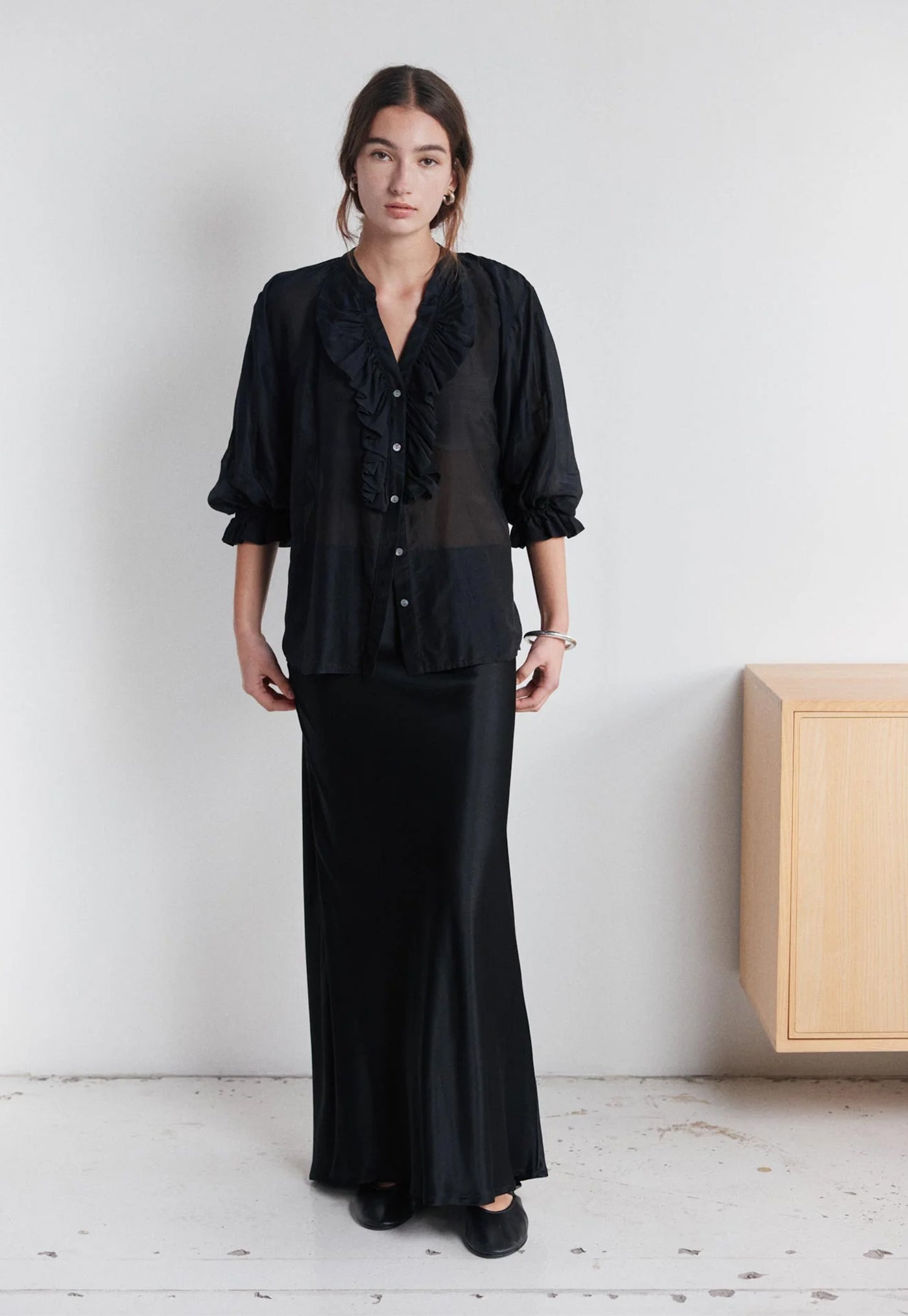 Jane Blouse - Black Liberty Silk Cotton