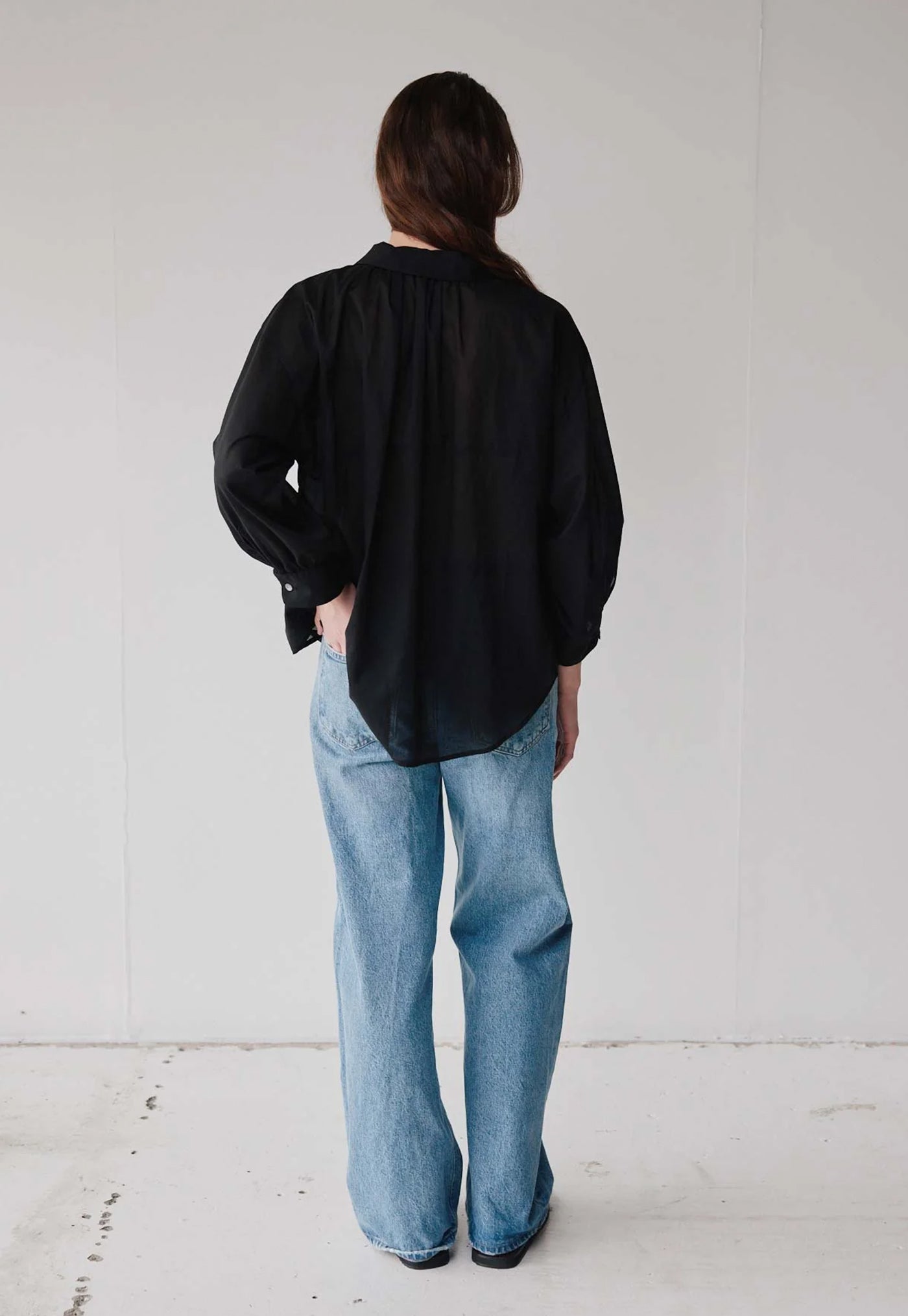 Dune Shirt - Black Cotton Voile