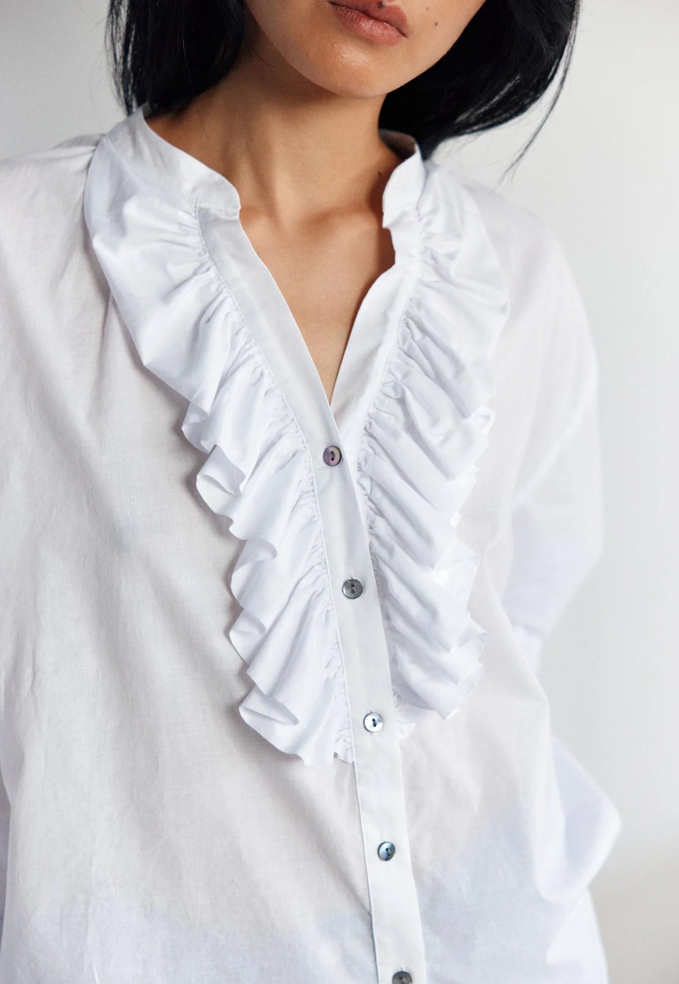 Jane Blouse - White Cotton Lawn
