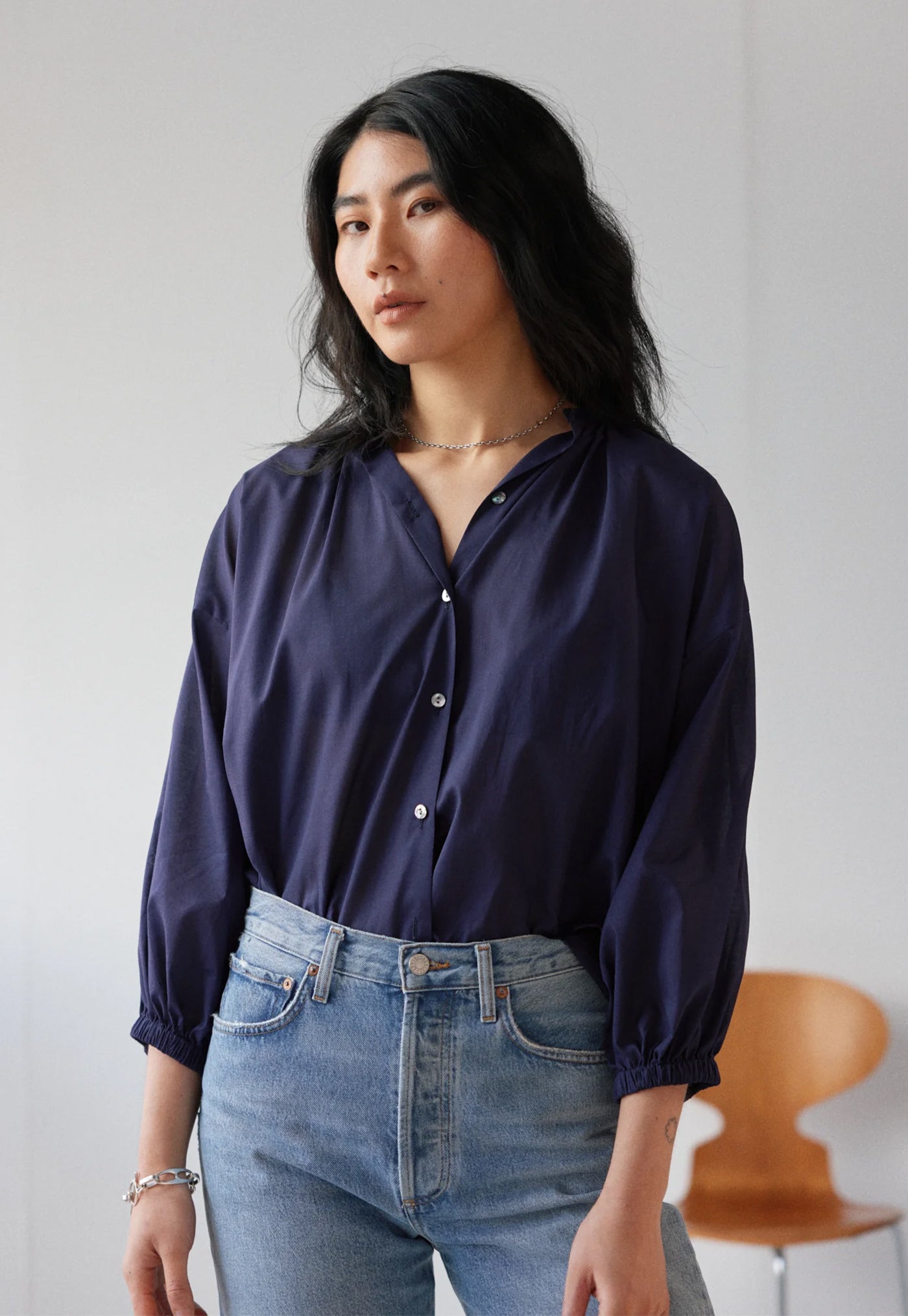 Everyday Blouse - Indigo Cotton Voile