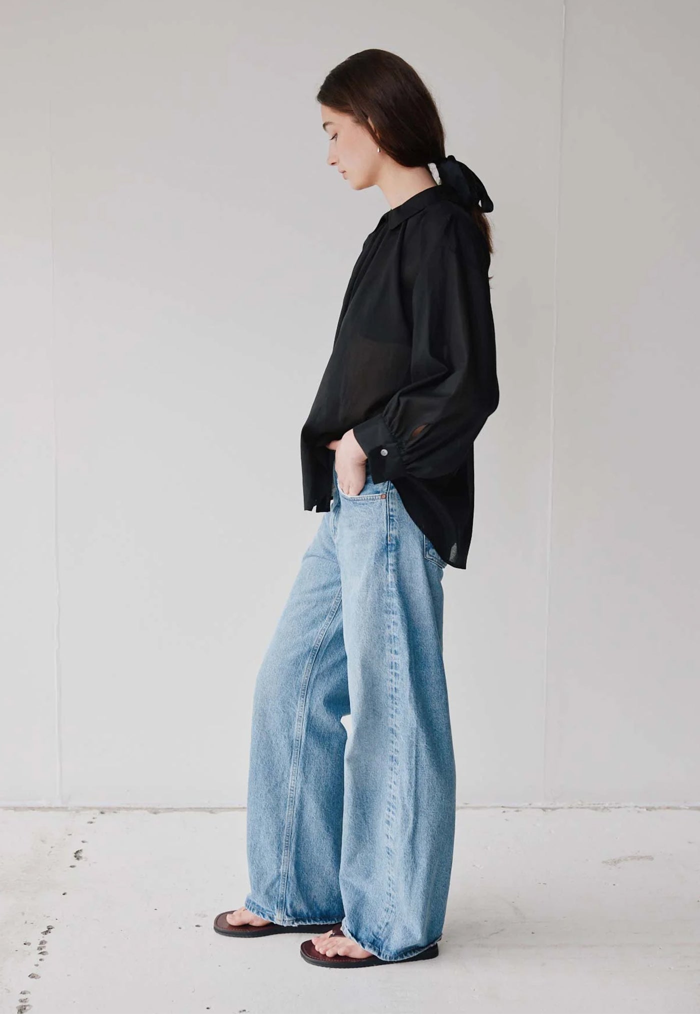 Dune Shirt - Black Cotton Voile