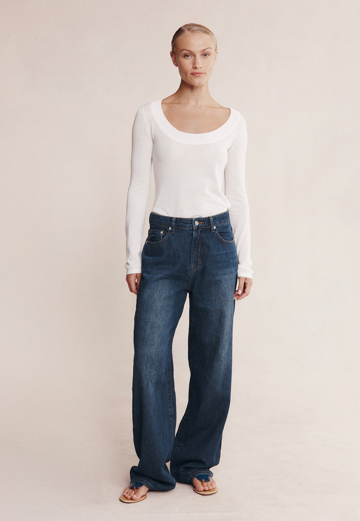 Belted Wide Leg Jean - Dark Wash 01