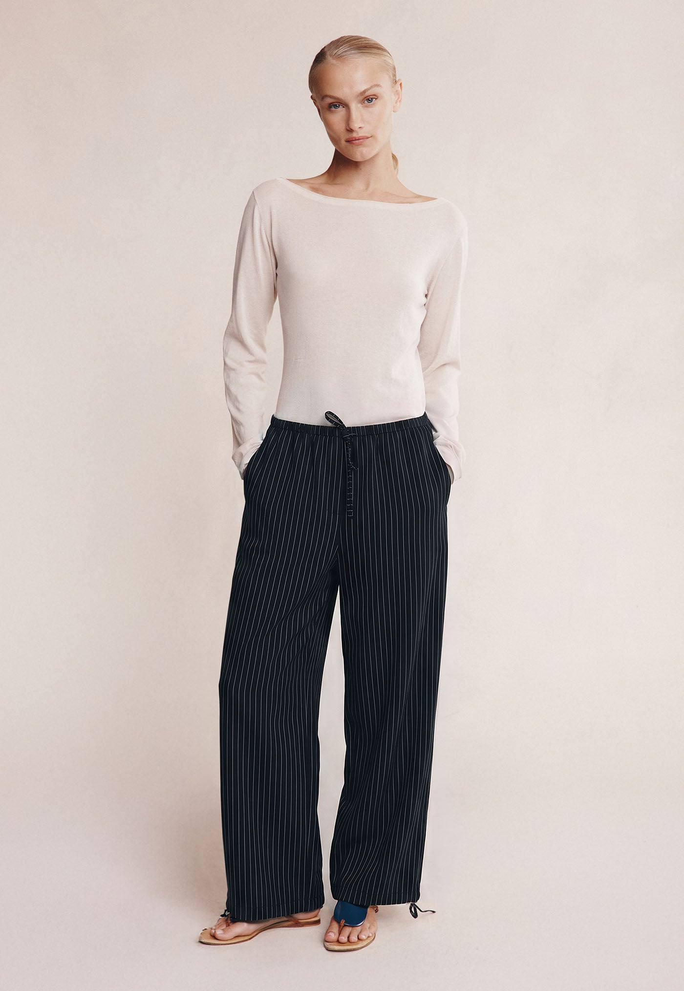 Fatima Pant - Black Pinstripe