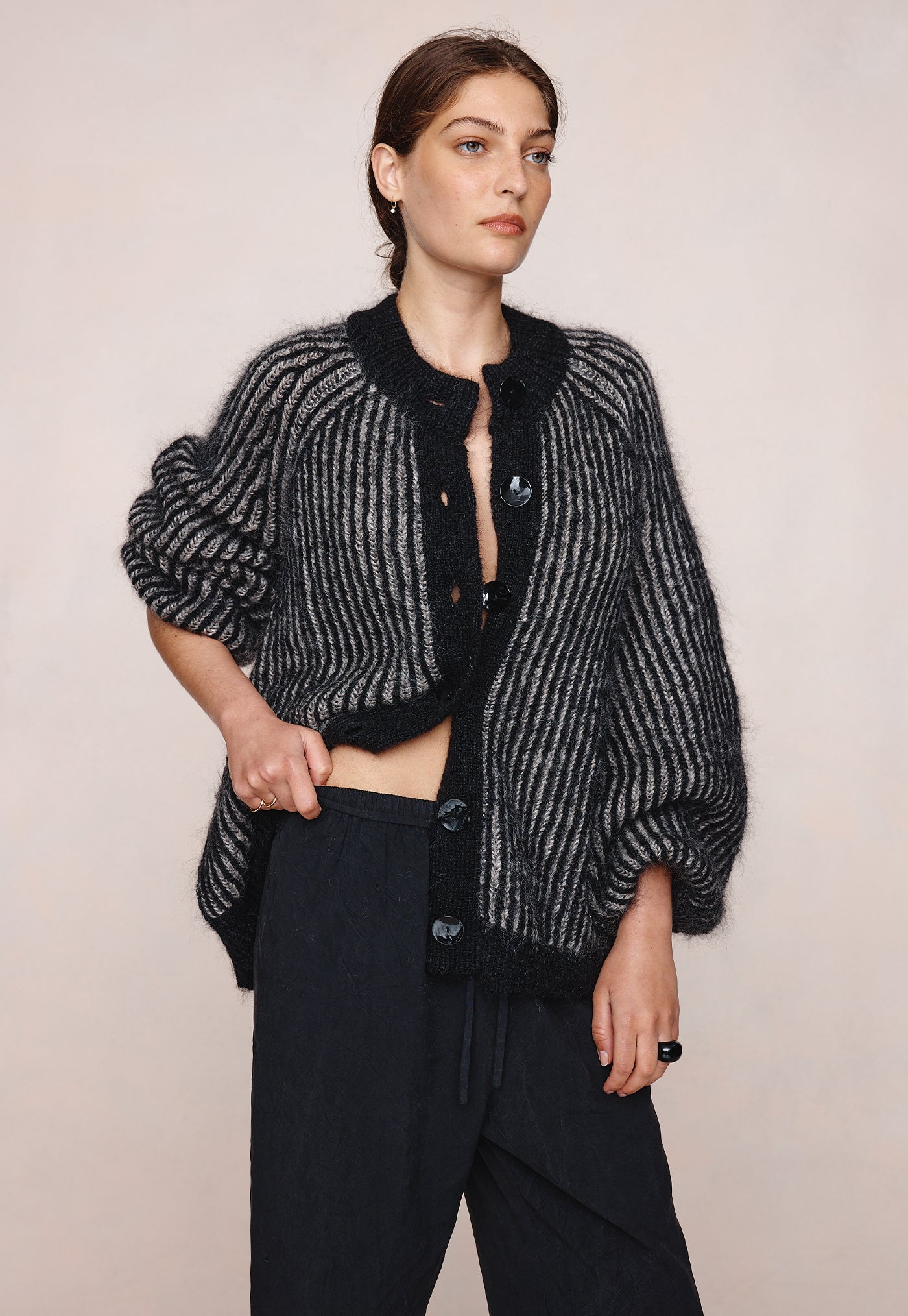 Jasper Cardigan - Black/Greige