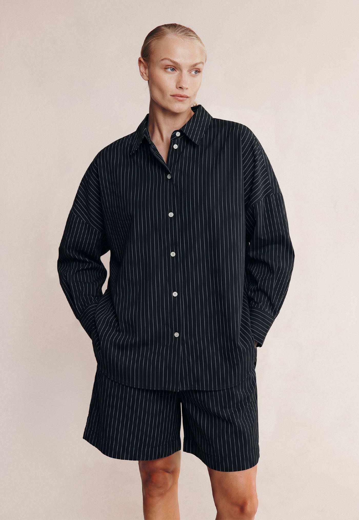 Mella Shirt - Black Pinstripe