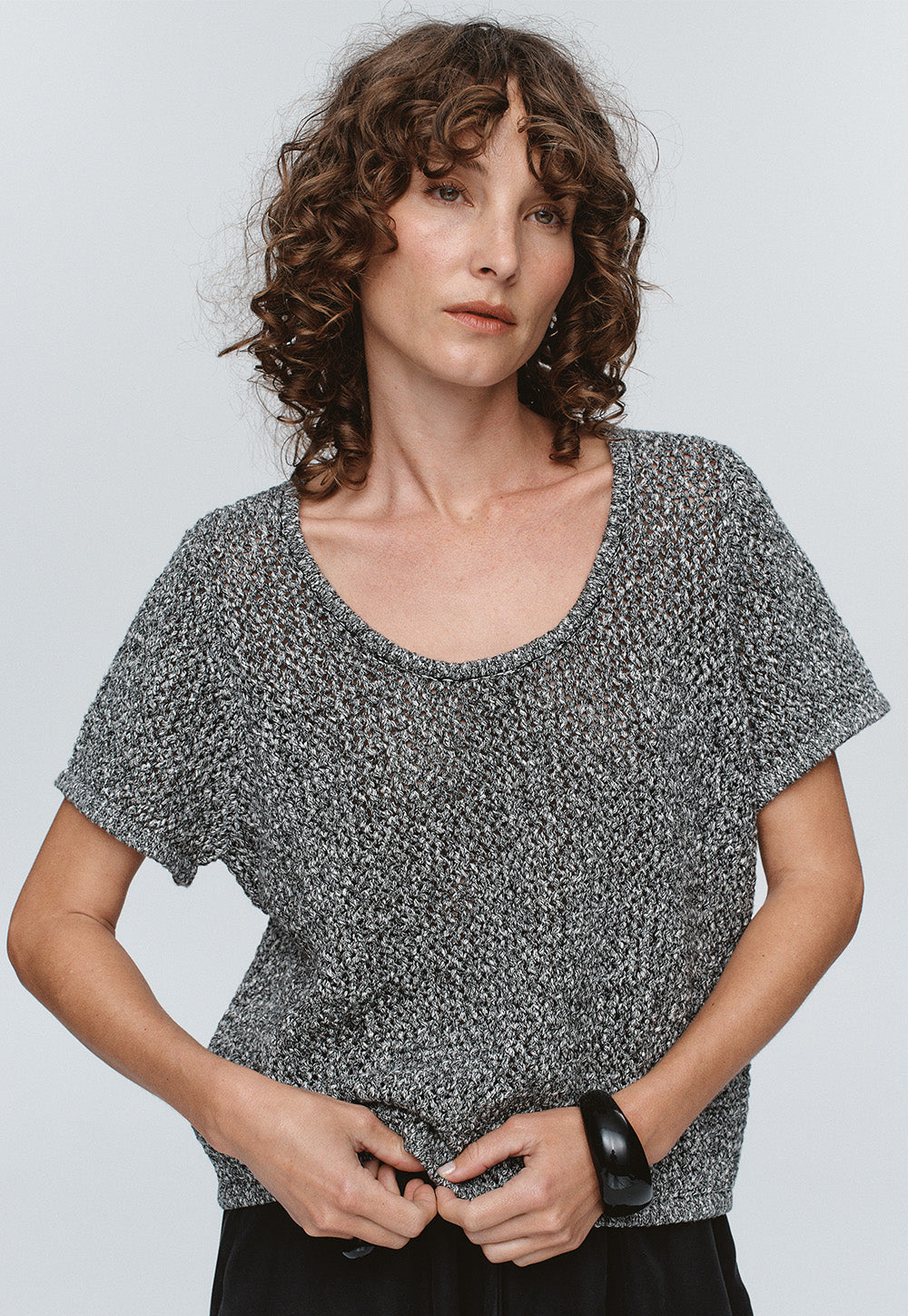 Rumi Top - Black/Ivory Melange