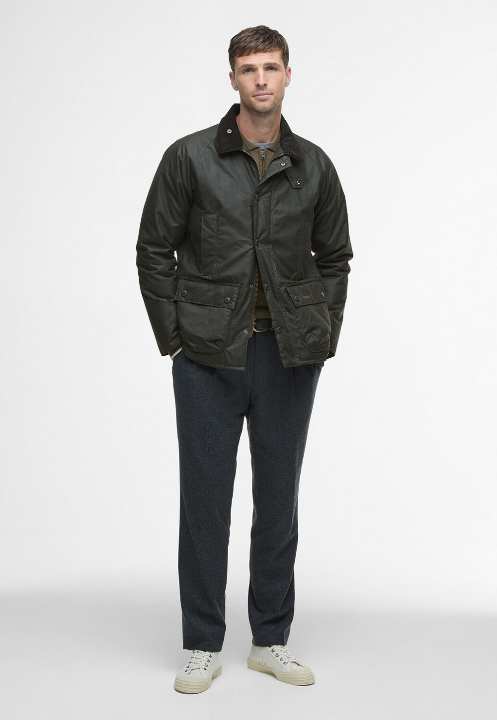 Modern Beaufort Check Wax Jacket - Olive Check